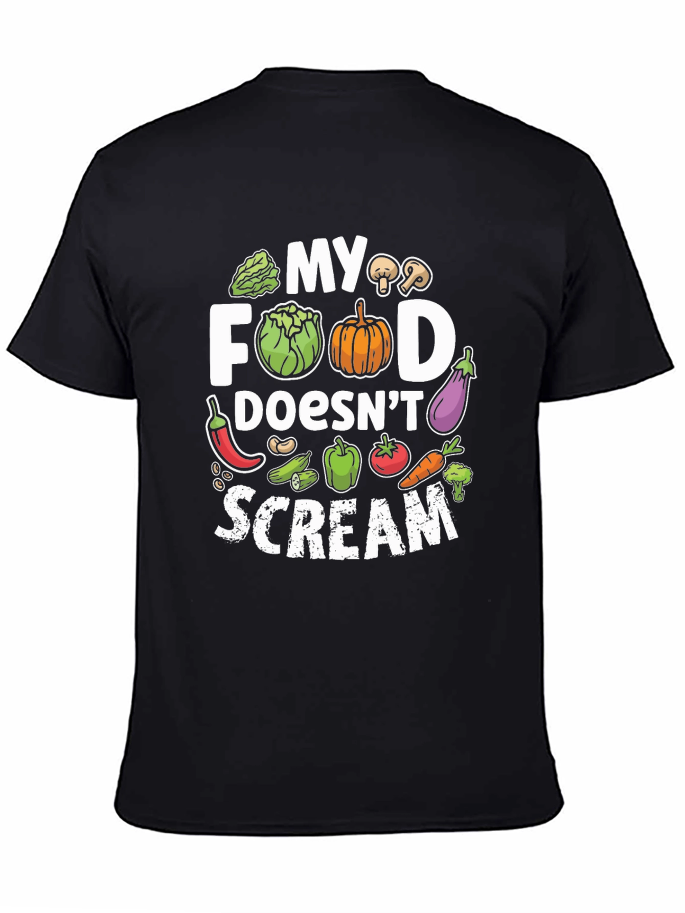 Black Vegan "My Food Doesn't Scream" Graphic Tee view 4