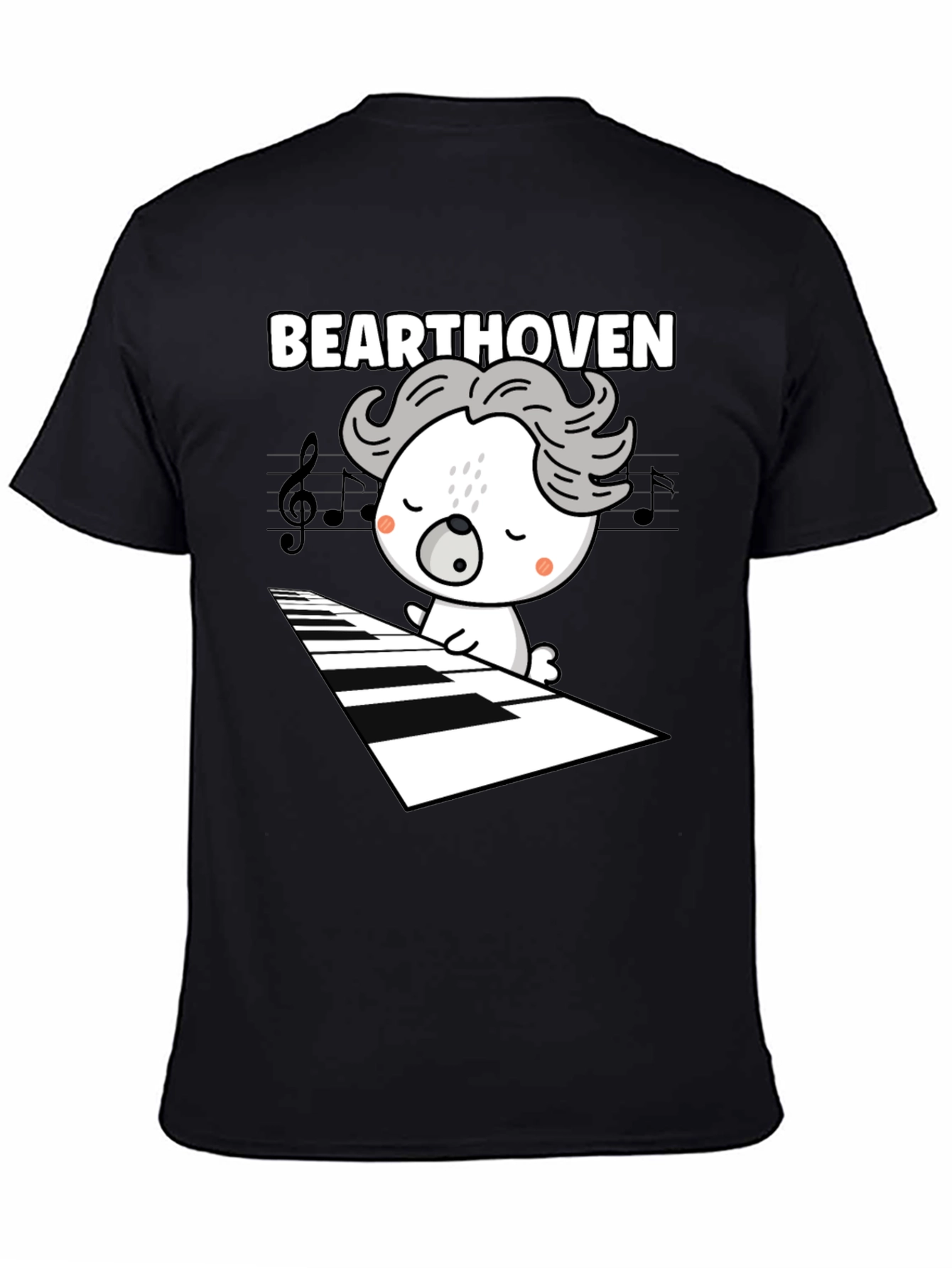 Black Bearthoven Music Lover Graphic Tee view 4