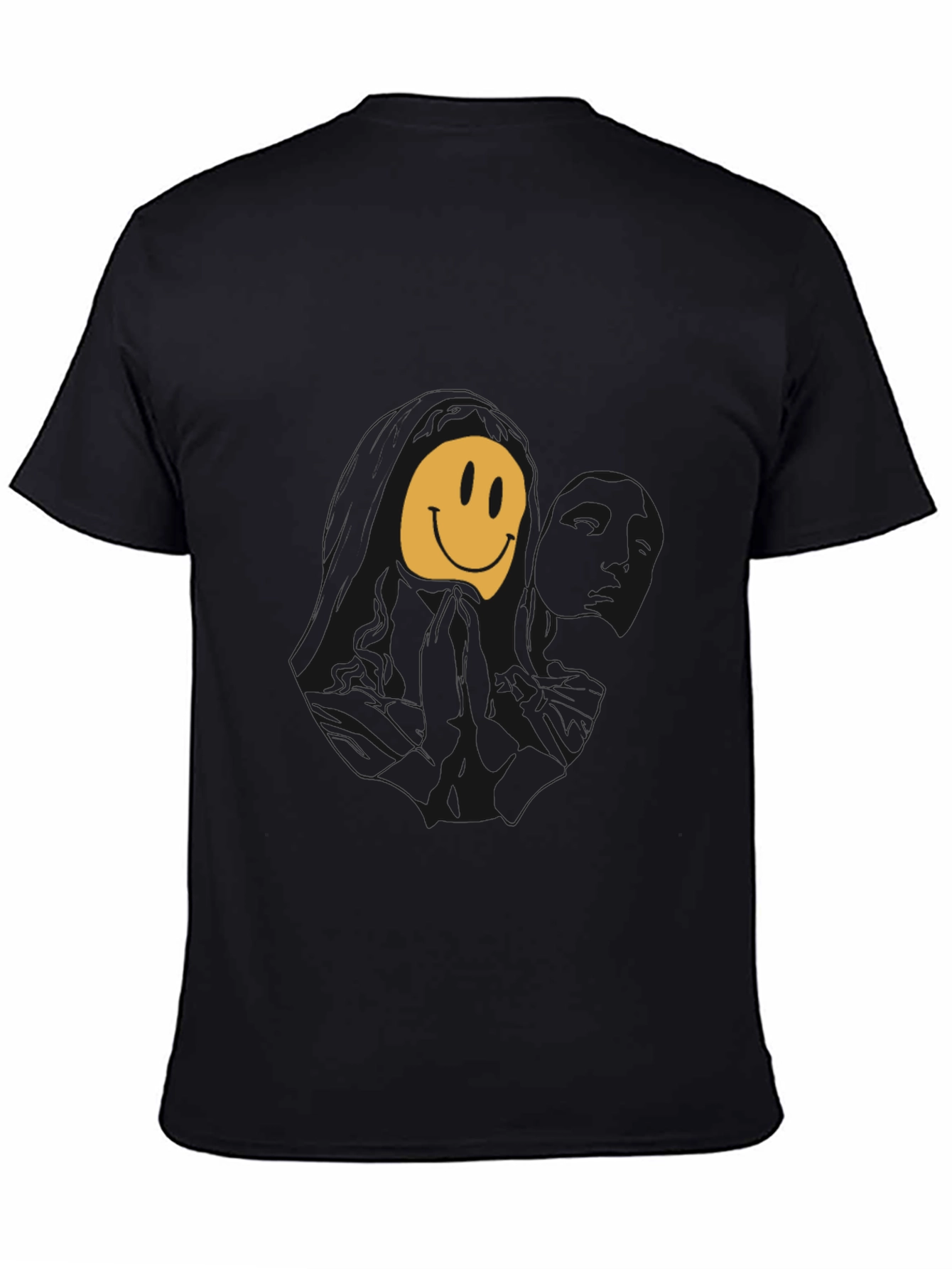 Black Melting Smiley Face Graphic Tee - Black view 4