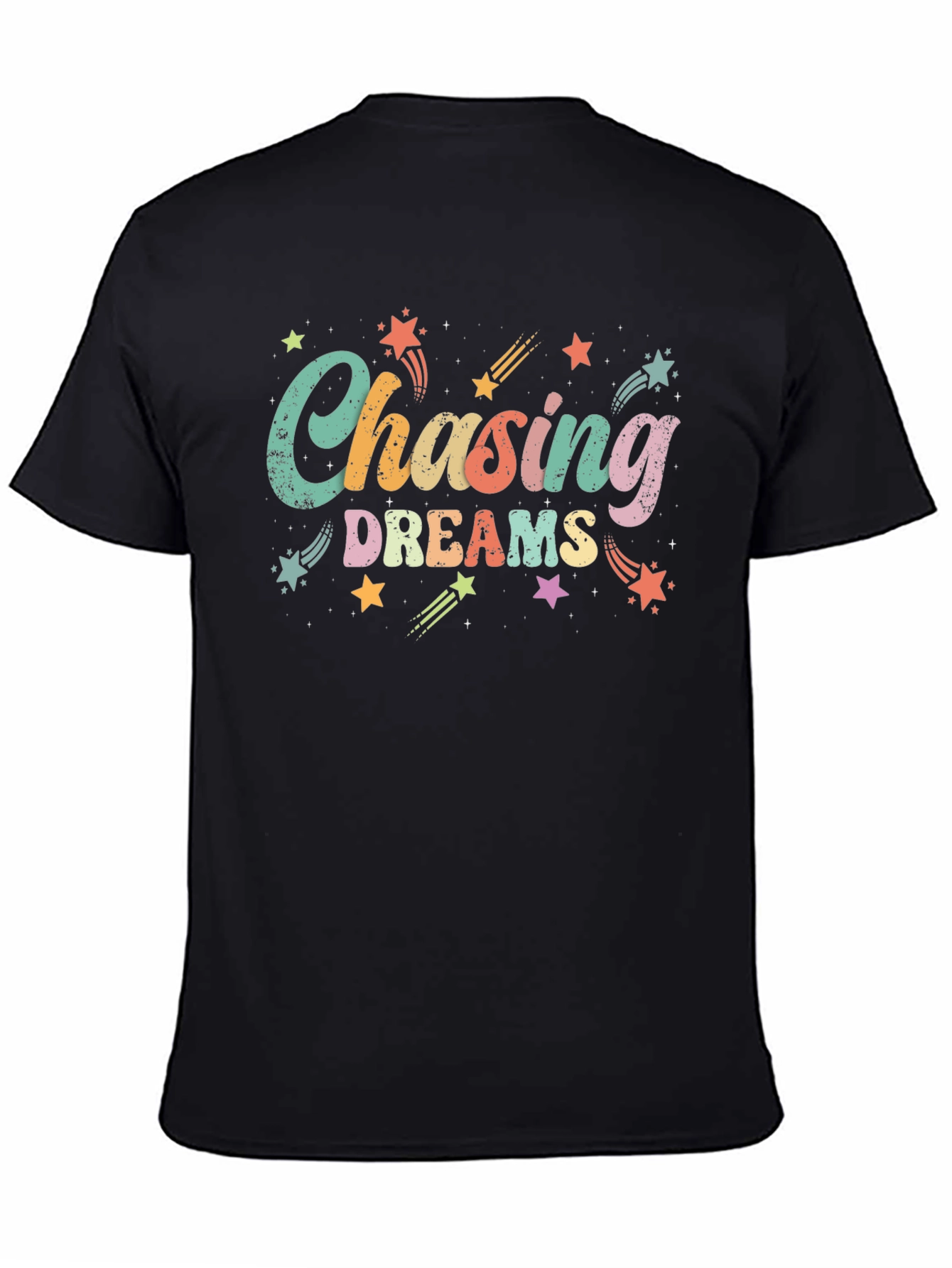 Black Chasing Dreams Graphic Tee - Black Cotton T-Shirt view 4