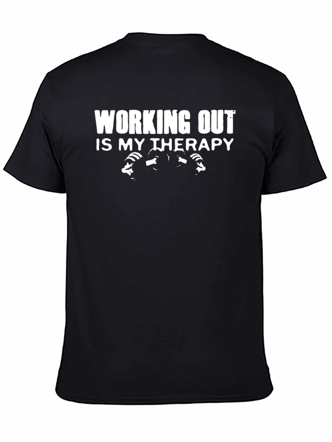 Black Workout Therapy T-Shirt - Gym Motivation Tee view 4