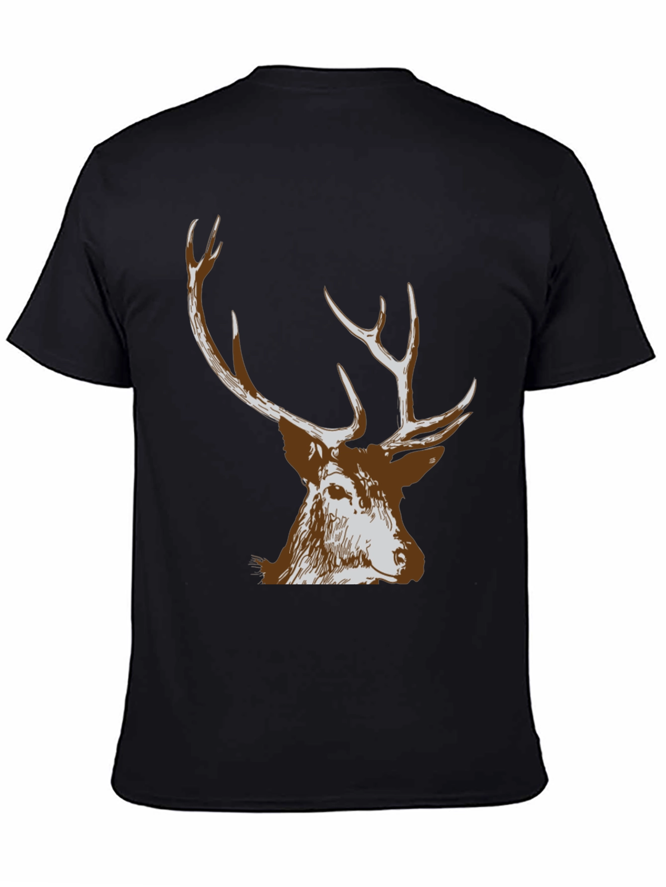 Black Men's Black Deer Graphic T-Shirt view 4