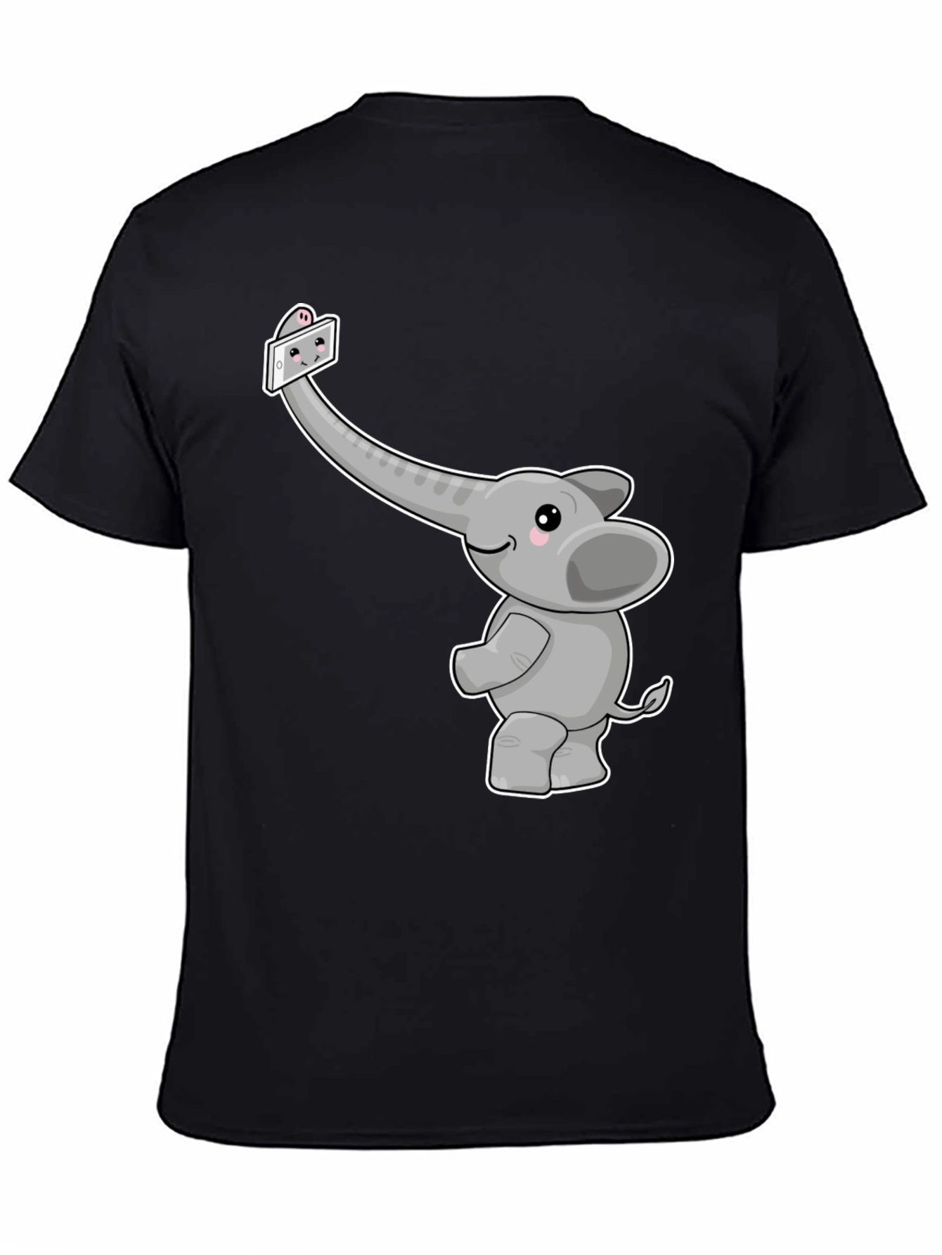 Black Elephant Selfie Graphic Tee - Cute Animal Shirt view 4