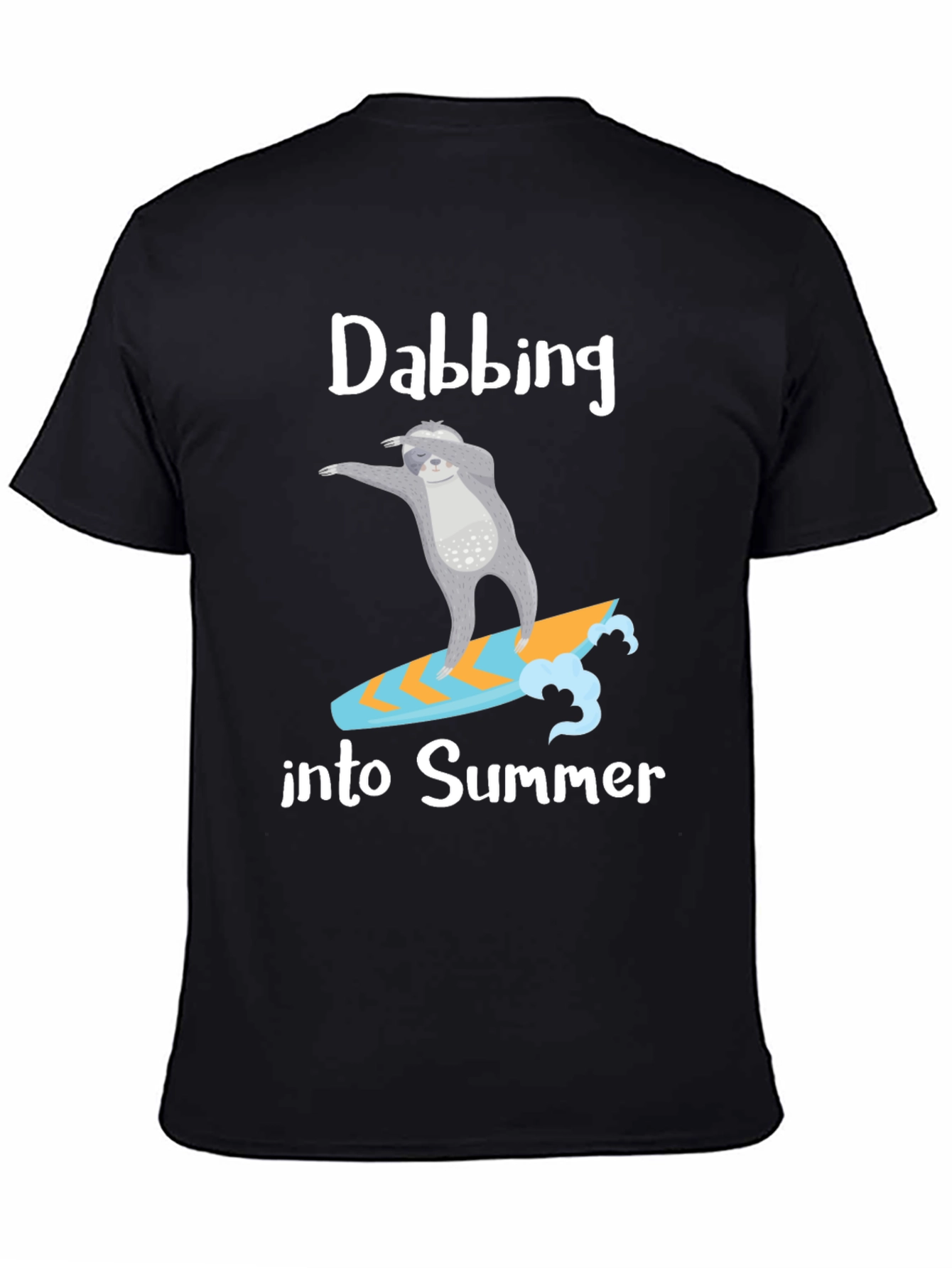 Black Dabbing Sloth Summer T-Shirt - Surfing Tee view 4