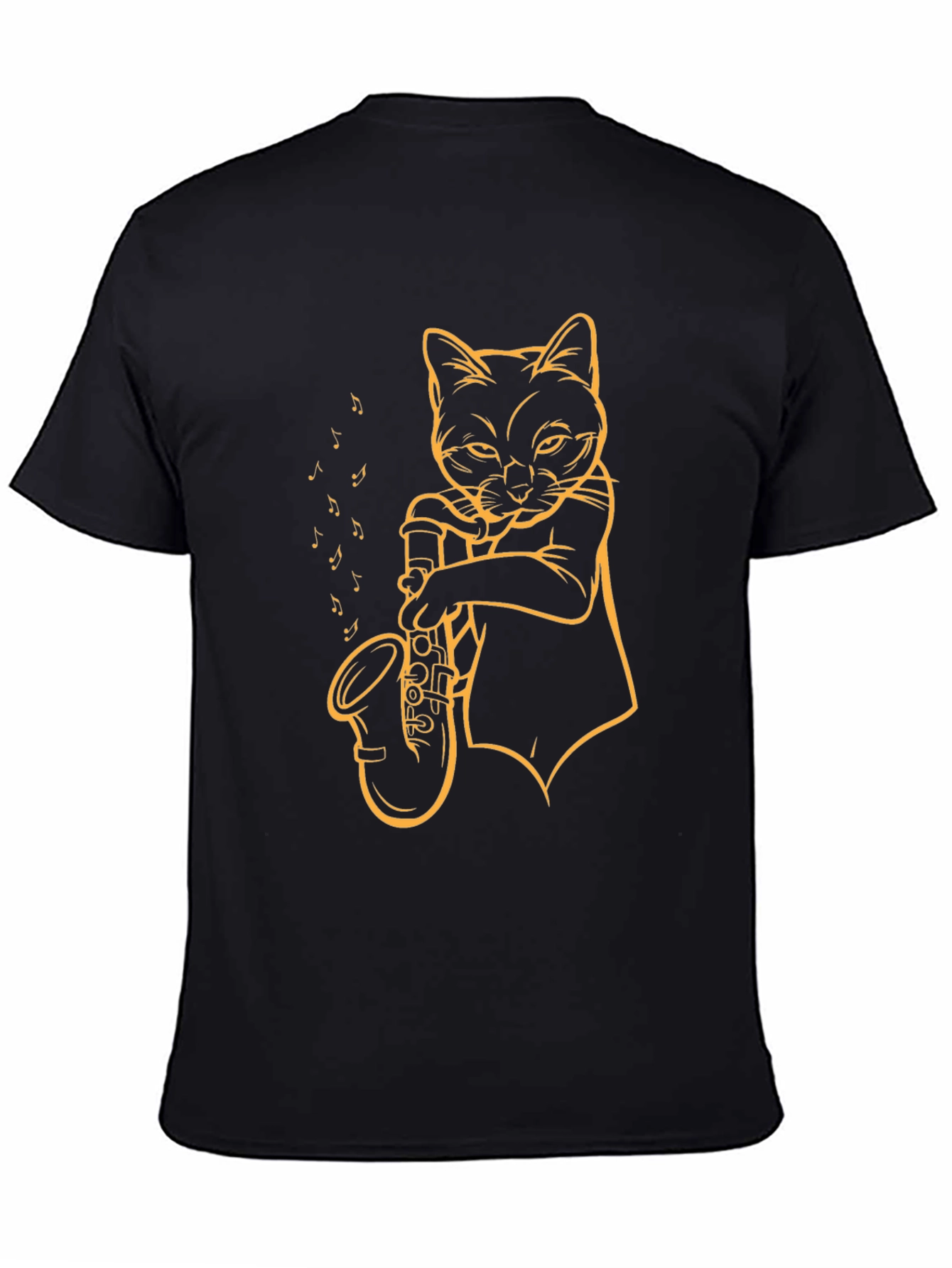 Black Cat Saxophone T-Shirt - Cool Musician Tee view 4