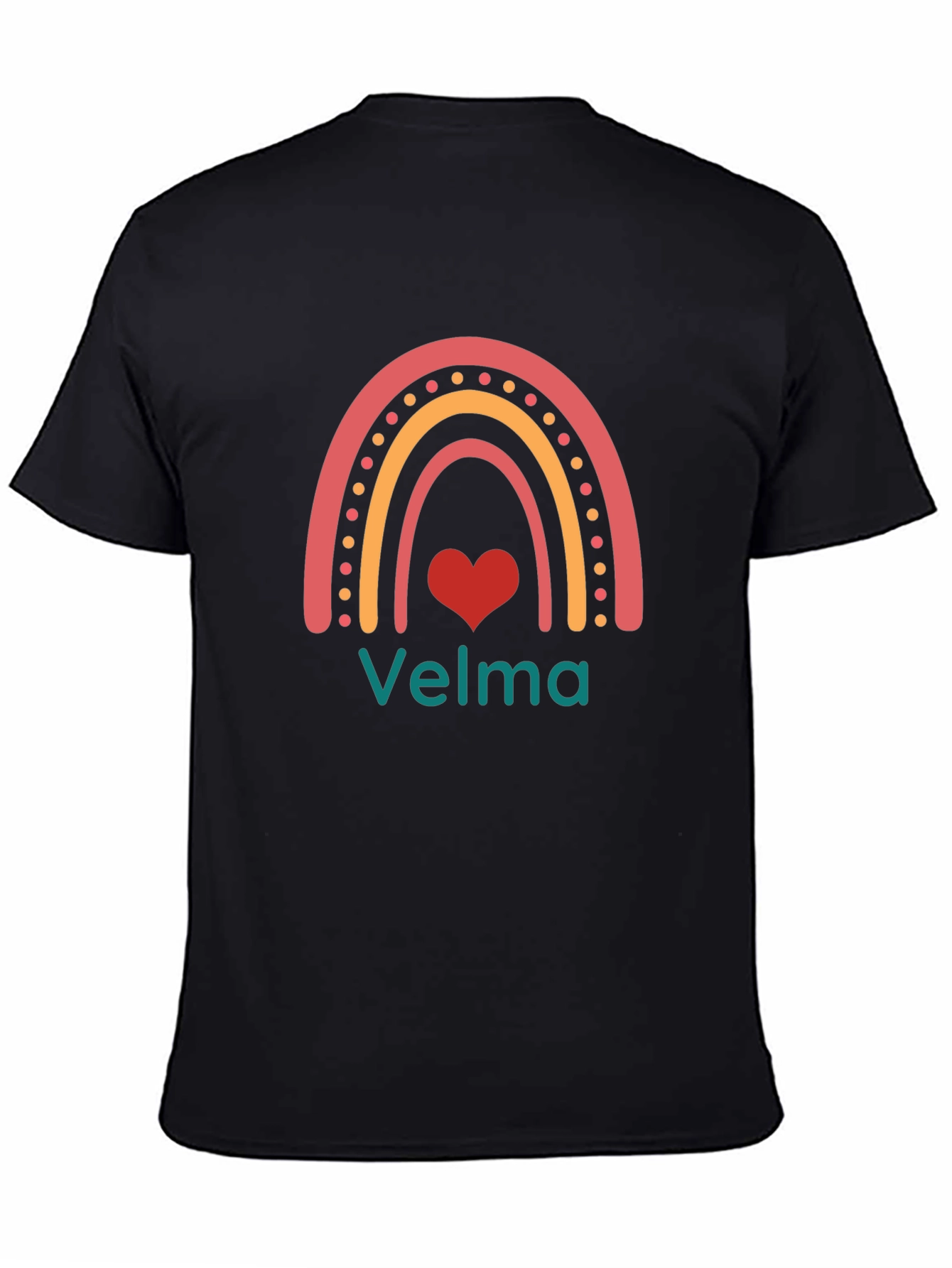 Black Rainbow Velma Heart Graphic Black T-Shirt view 4