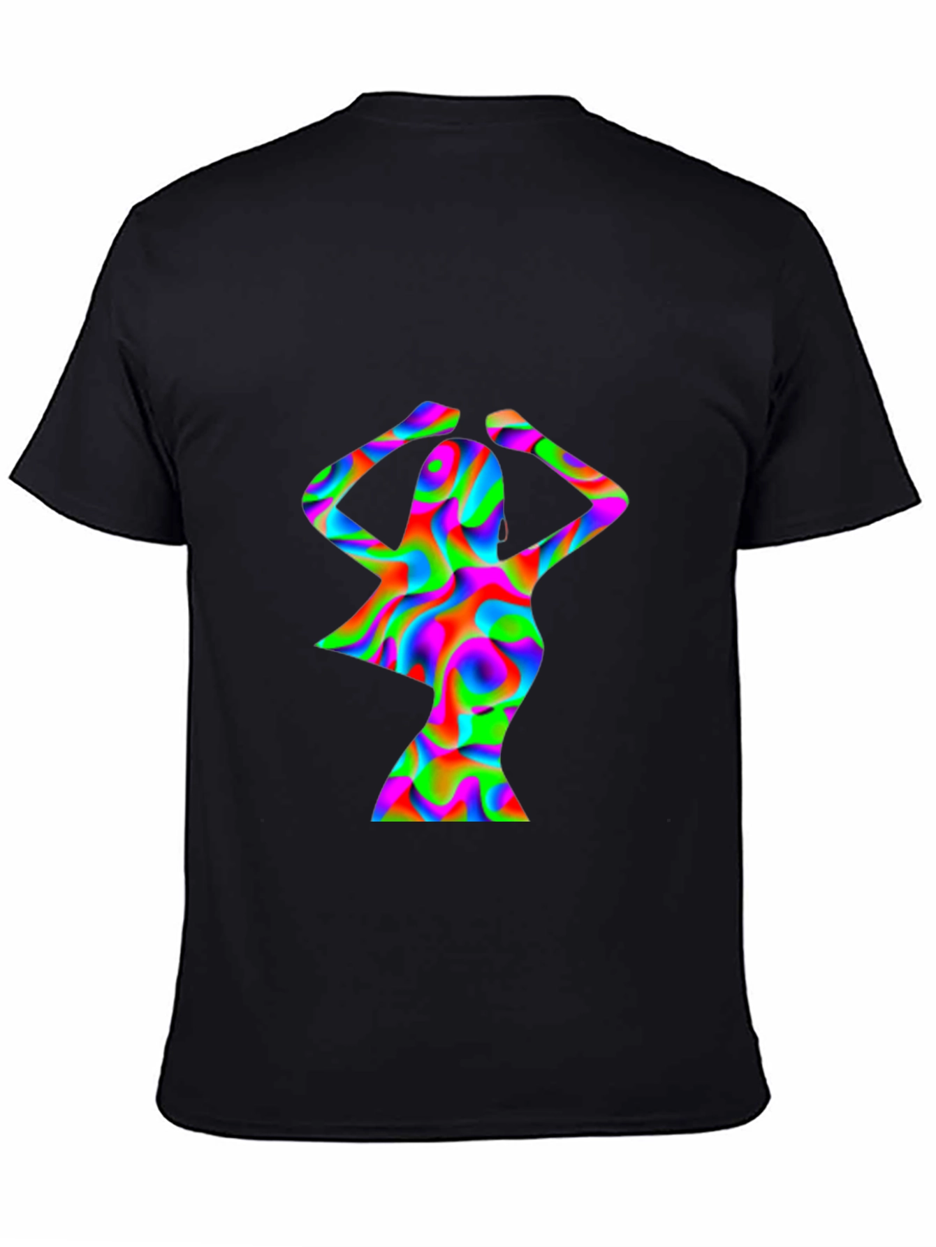 Black Psychedelic Woman Graphic T-Shirt view 4