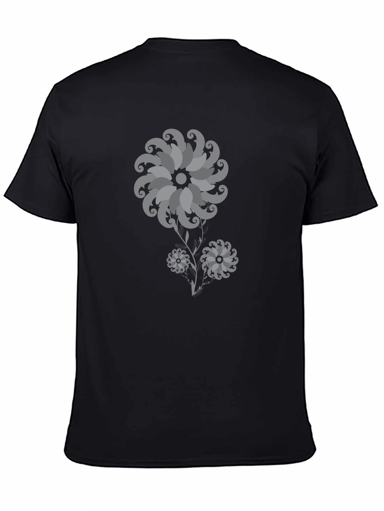 Black Floral Print Crew Neck Short Sleeve T-Shirt view 4