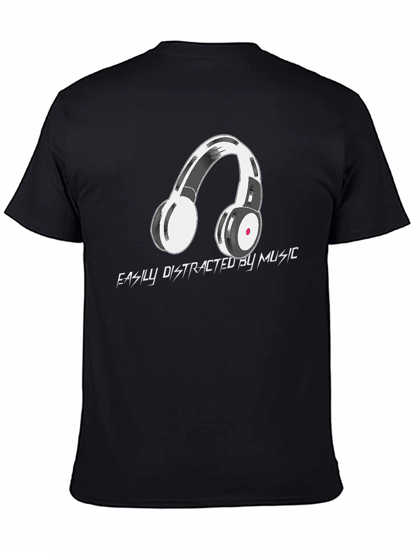 Black Easily Distracted by Music Graphic Tee view 4