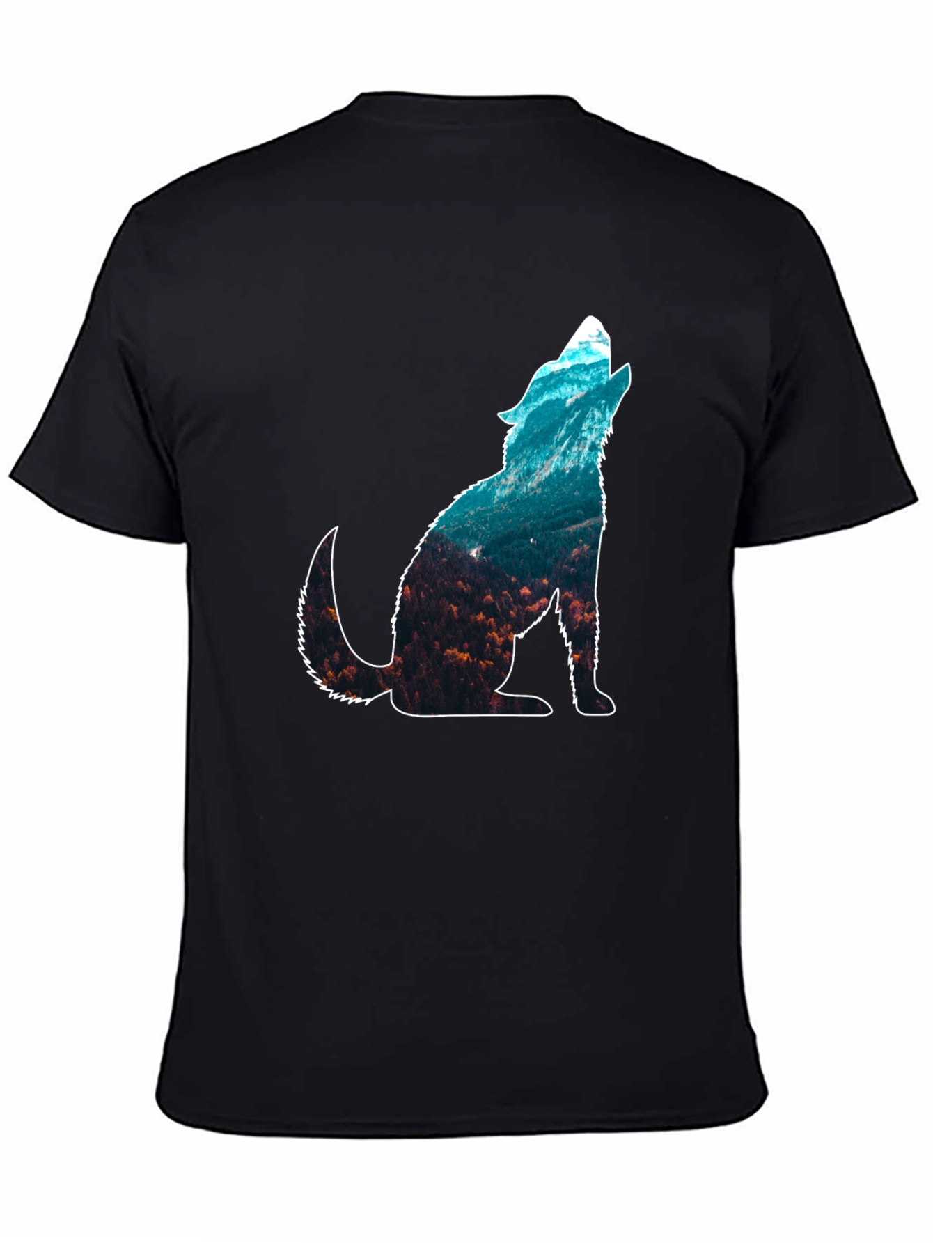 Black Nature Wolf Graphic T-Shirt - Black Cotton Tee view 4