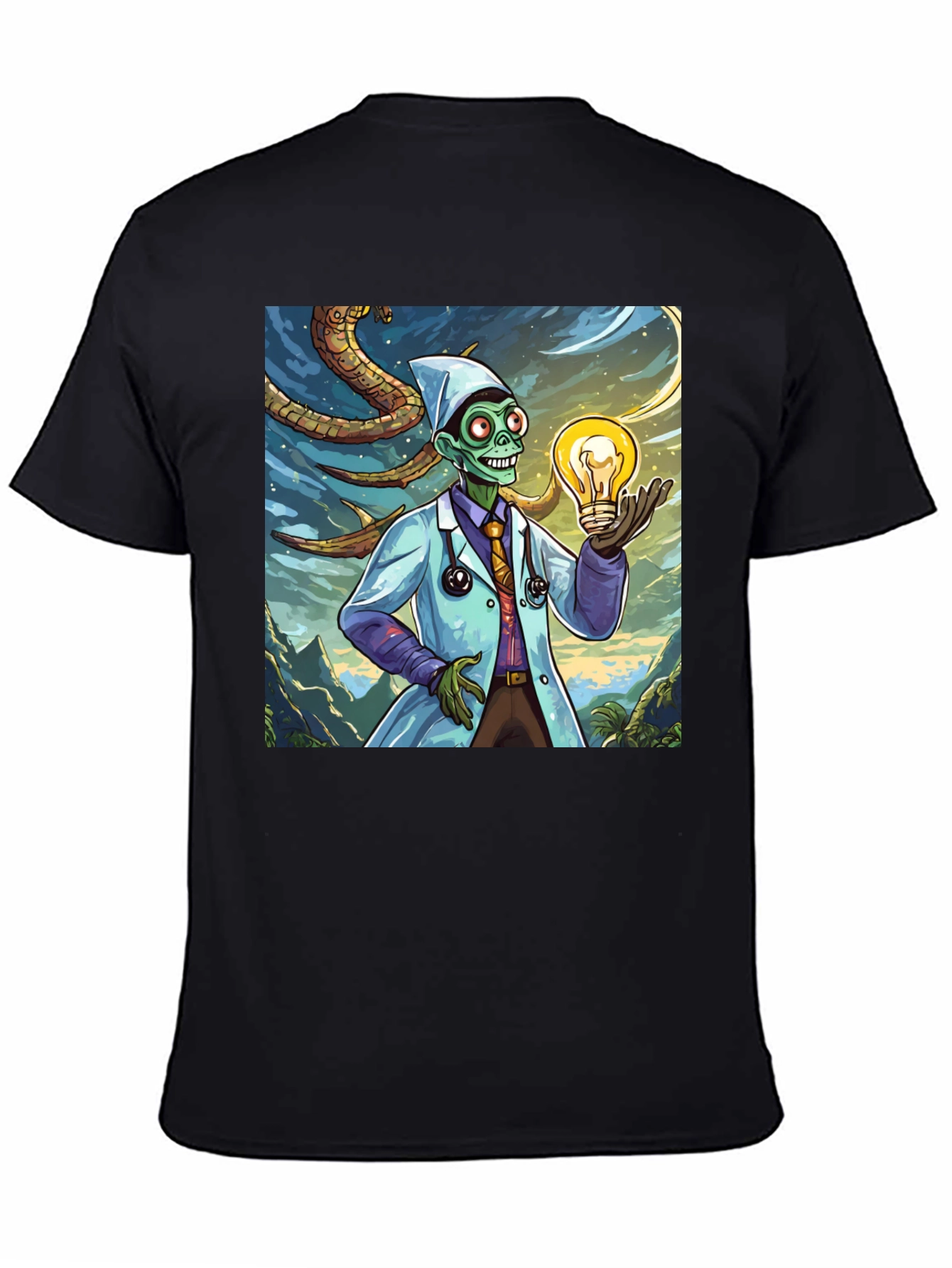 Black Zombie Doctor Idea T-Shirt - Brainy & Unique Graphic Tee view 4
