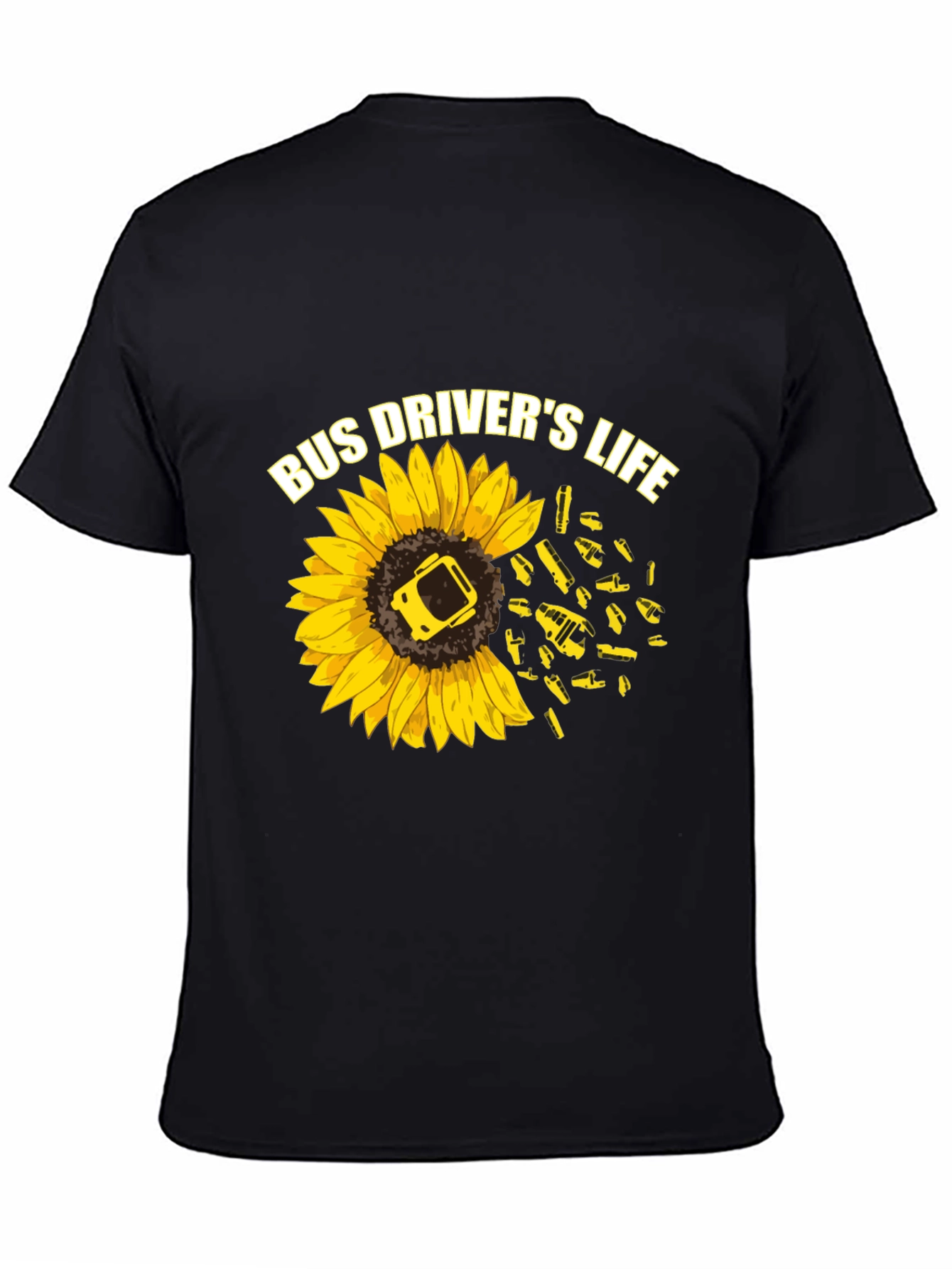 Black Bus Driver's Life Sunflower Graphic T-Shirt view 4