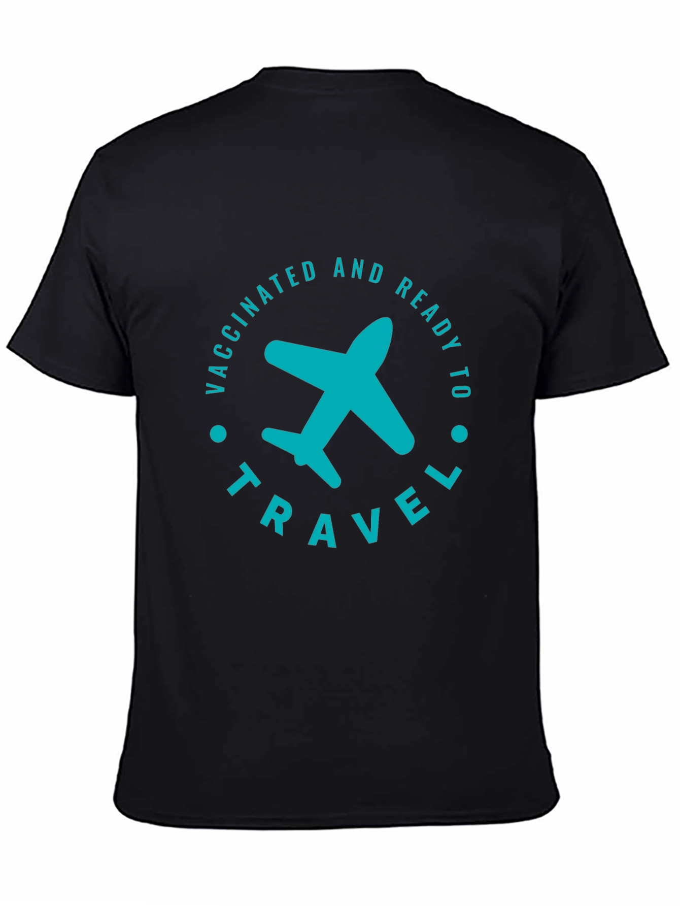 Black Vaccinated & Ready to Travel T-Shirt - Airplane Graphic view 4