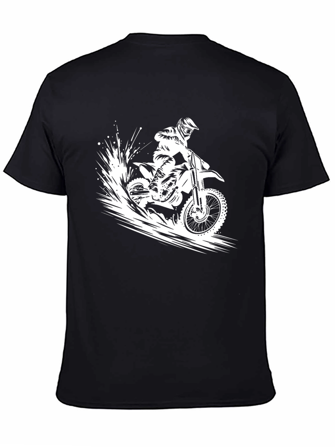 Black Dirt Bike Rider Graphic Tee - Black Cotton T-Shirt view 4