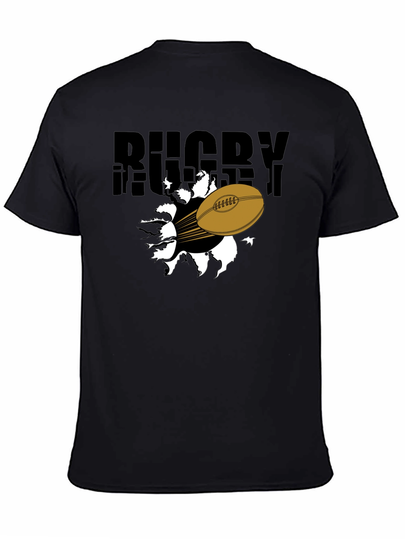 Black Rugby Ball Graphic T-Shirt - Black view 4