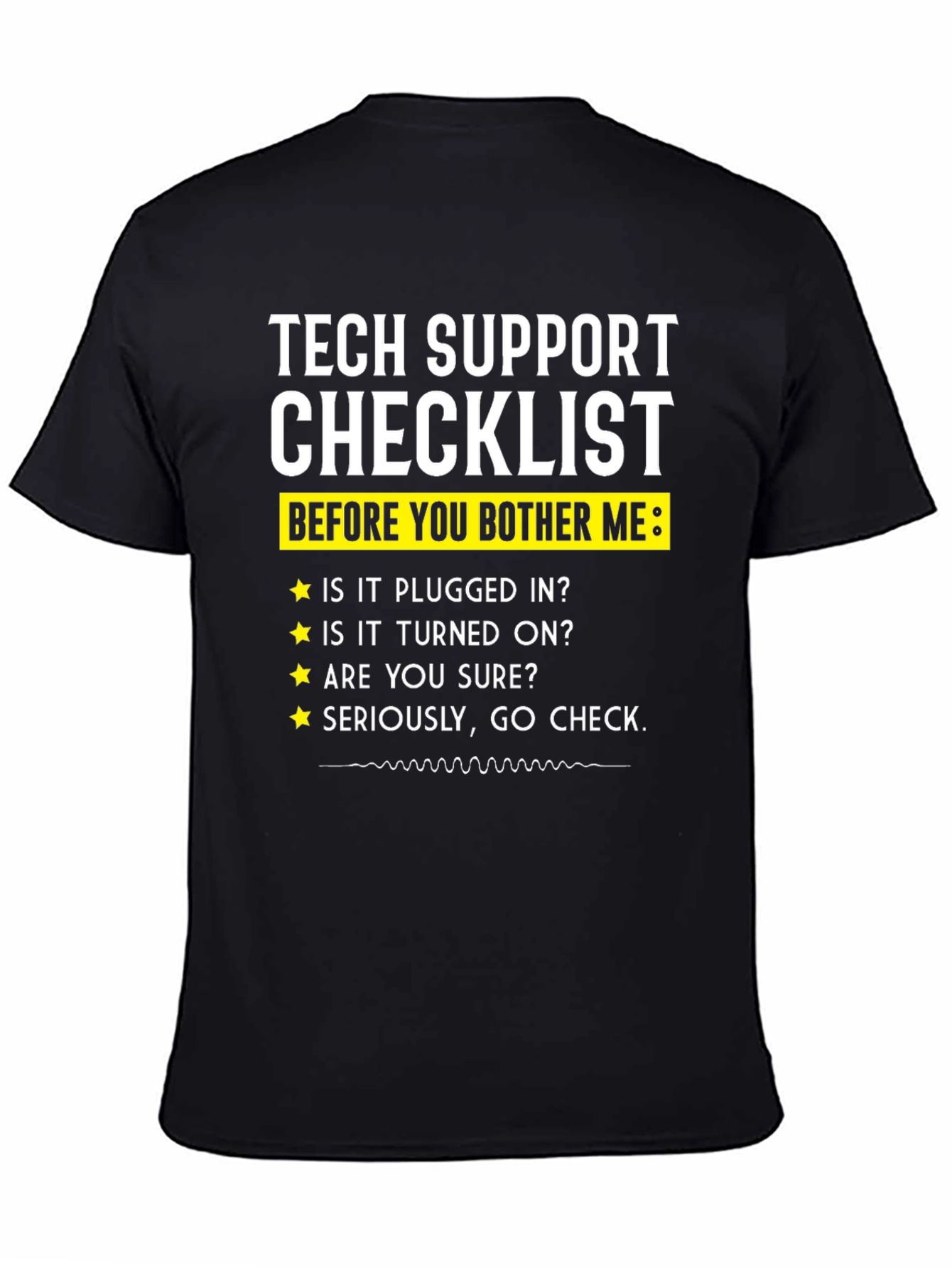 Black Tech Support Checklist Novelty T-Shirt view 4