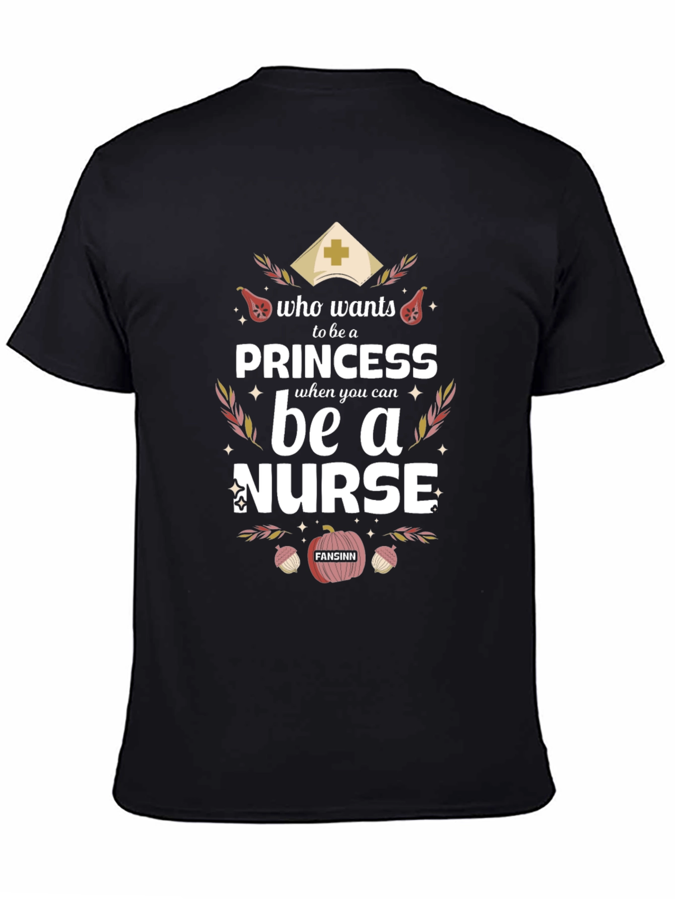 Black Princess Nurse Graphic Tee - Black Cotton T-Shirt view 4