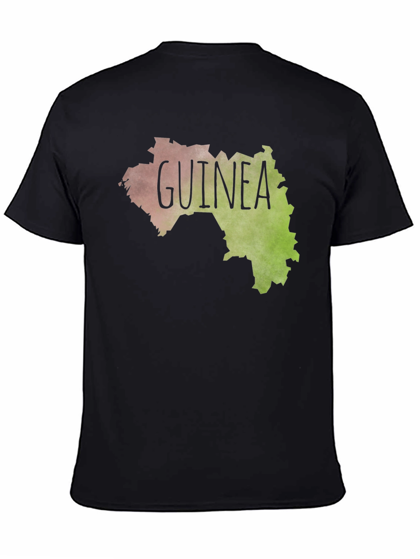 Black Guinea Map Graphic Tee - Black Unisex T-Shirt view 4
