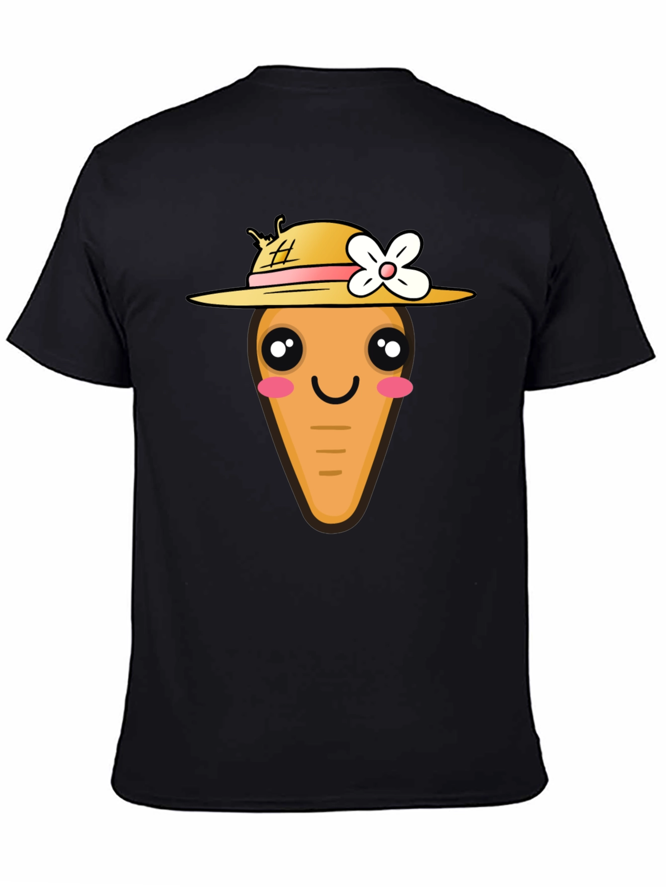 Black Cute Carrot T-Shirt - Funny Cartoon Tee view 4