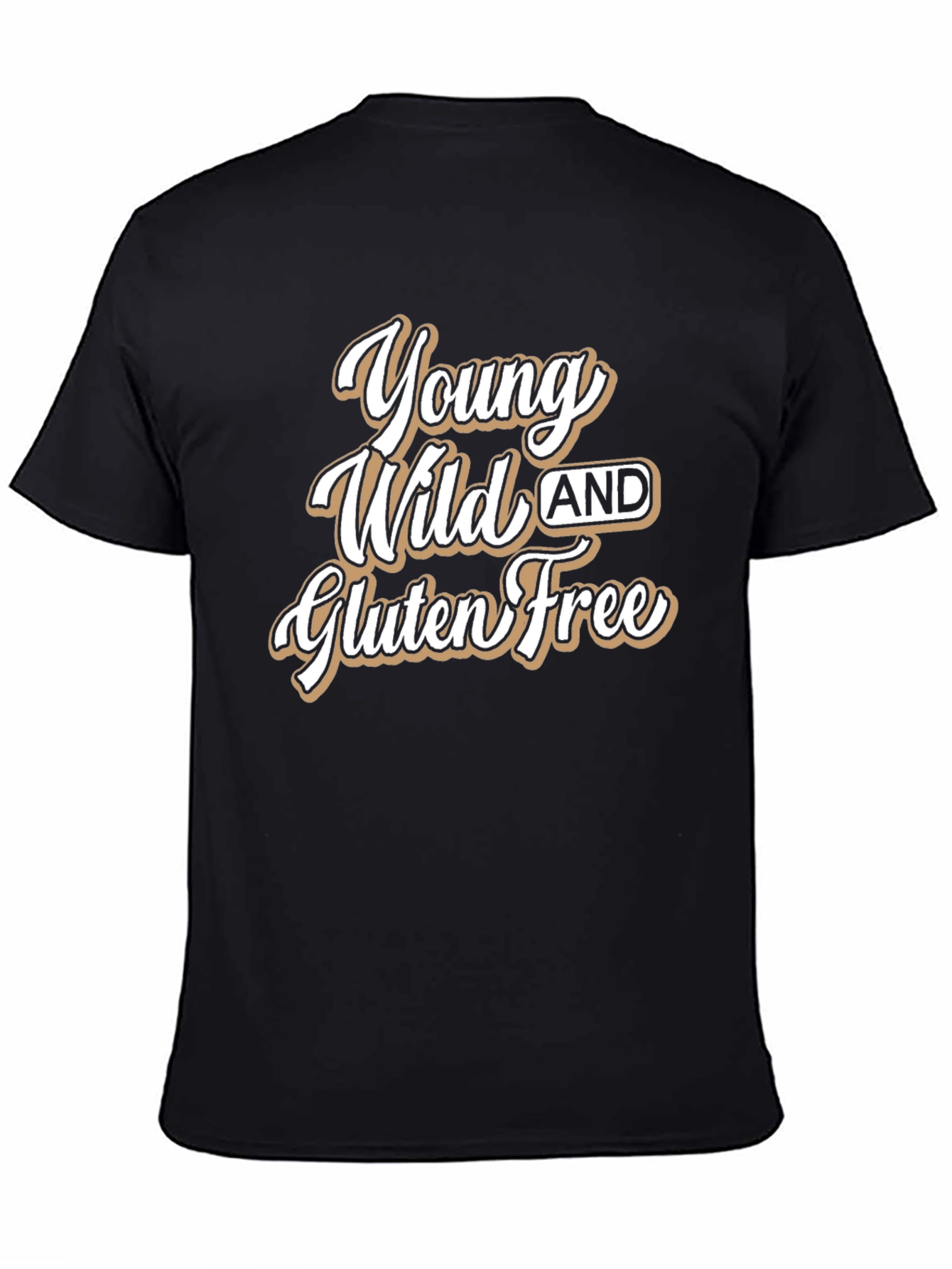 Black Young Wild and Gluten Free Black T-Shirt view 4