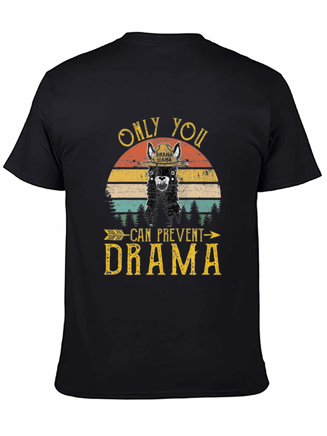 Black Drama Llama Graphic T-Shirt - Prevent Drama Tee view 4