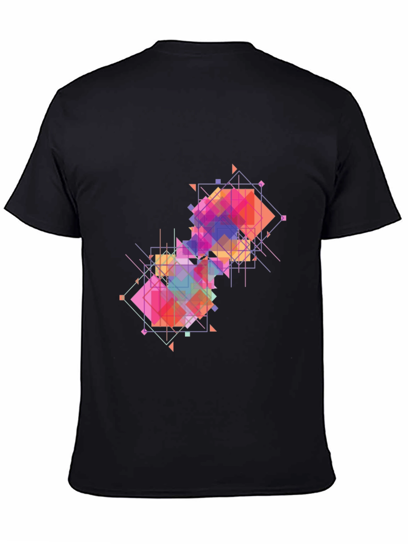 Black Geometric Pattern Graphic Tee - Modern Art Shirt view 4