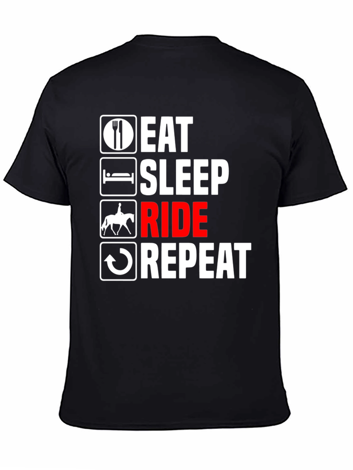 Black Eat Sleep Ride Repeat T-Shirt - Equestrian Life Tee view 4