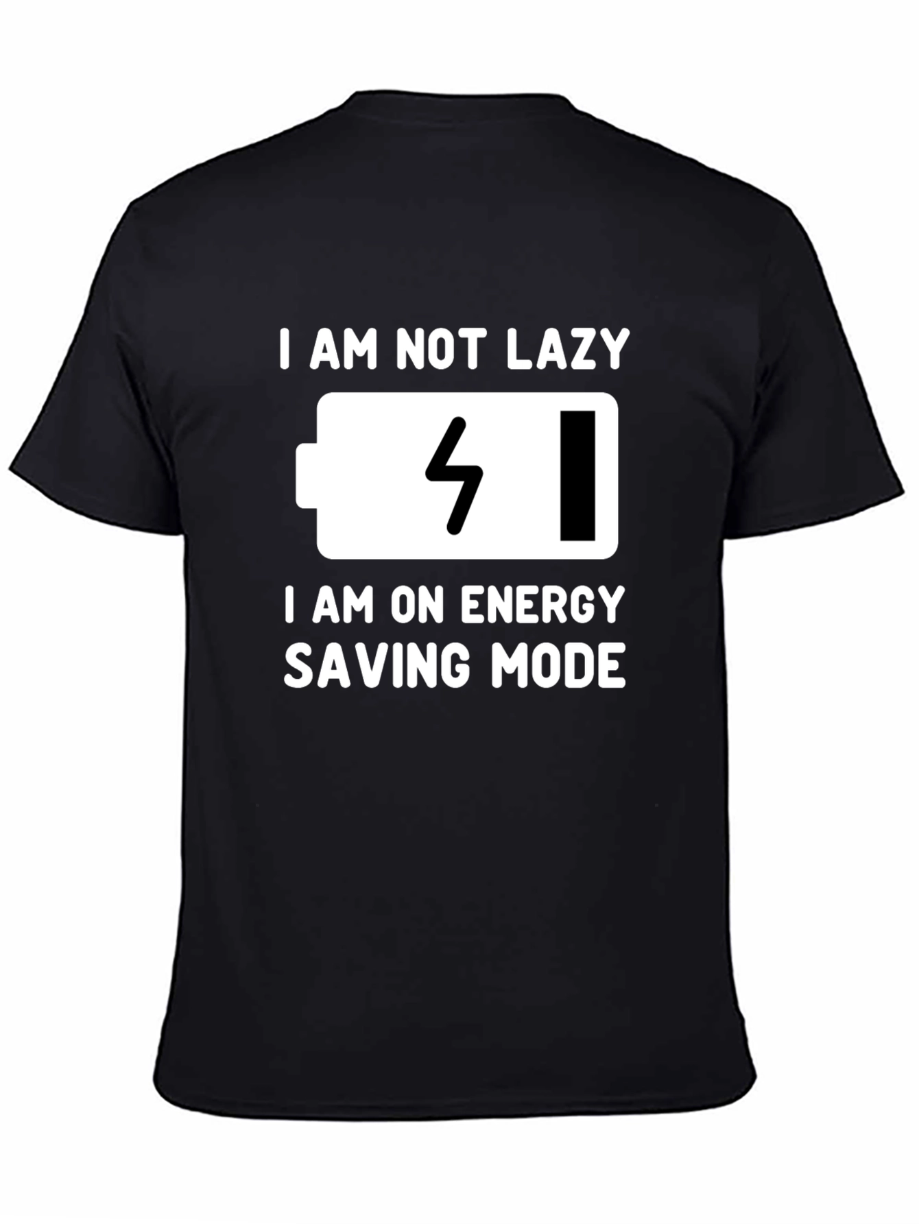 Black Funny Energy Saving Mode Graphic Tee view 4