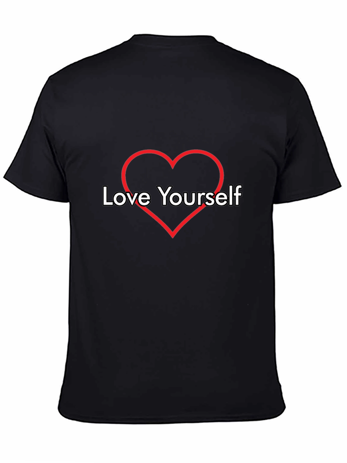Black Love Yourself Heart Graphic Tee - Black Cotton Casual T-Shirt view 4