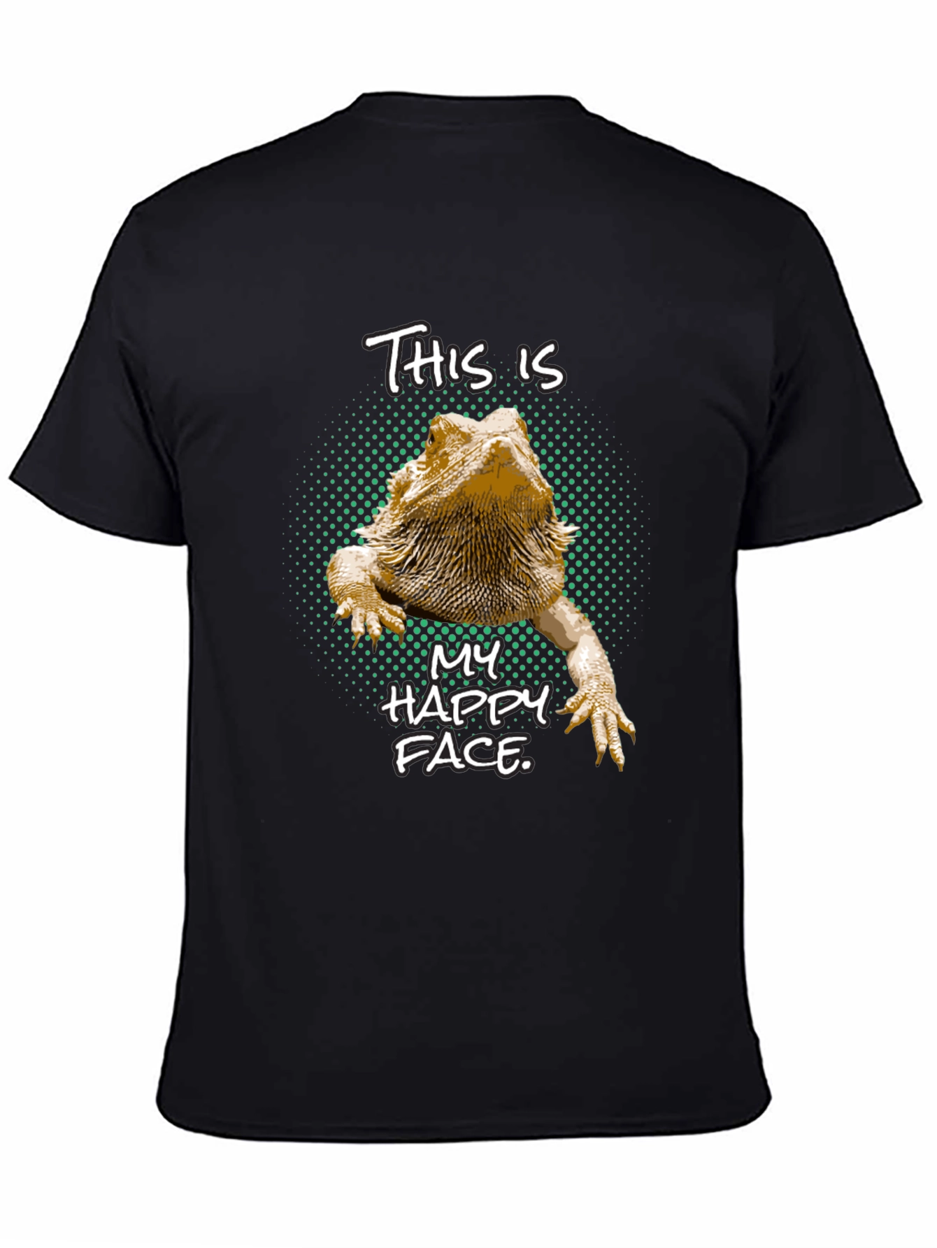 Black Bearded Dragon T-Shirt: This is My Happy Face view 4