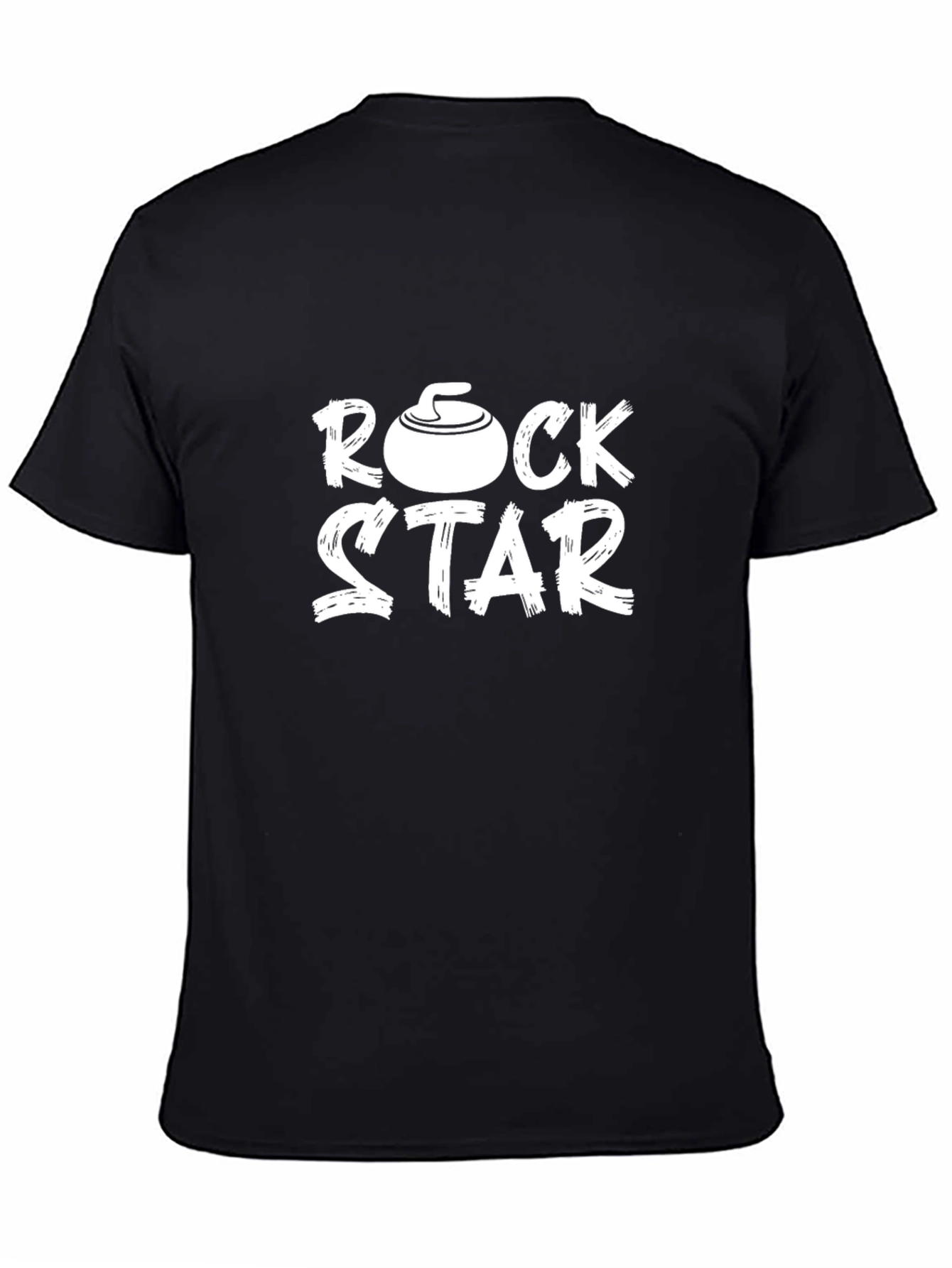 Black Rock Star T-Shirt - Curling Fan Apparel view 4