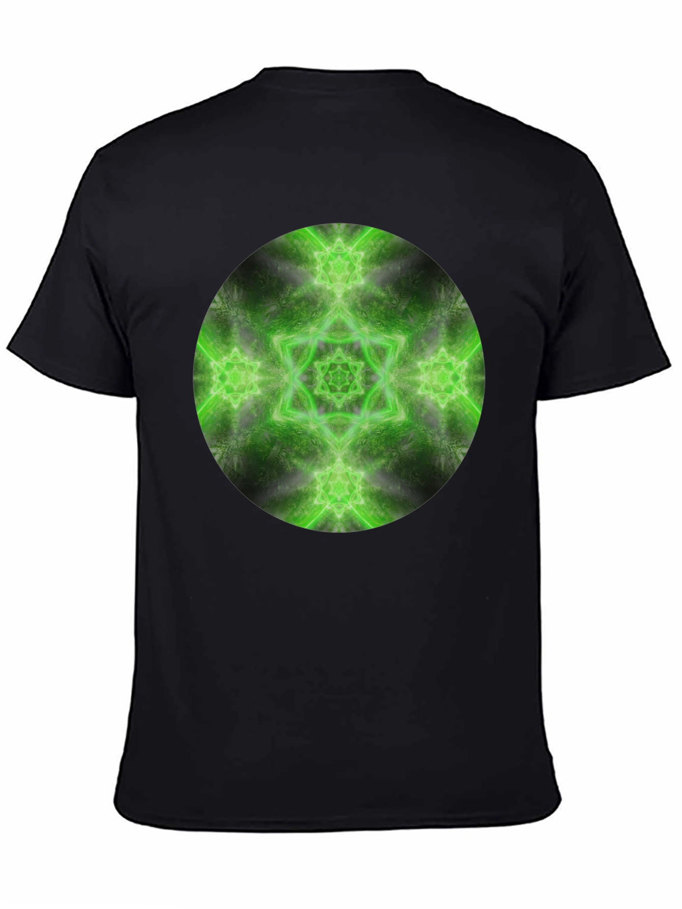 Black Green Mandala Graphic Tee - Men's Black T-Shirt view 4