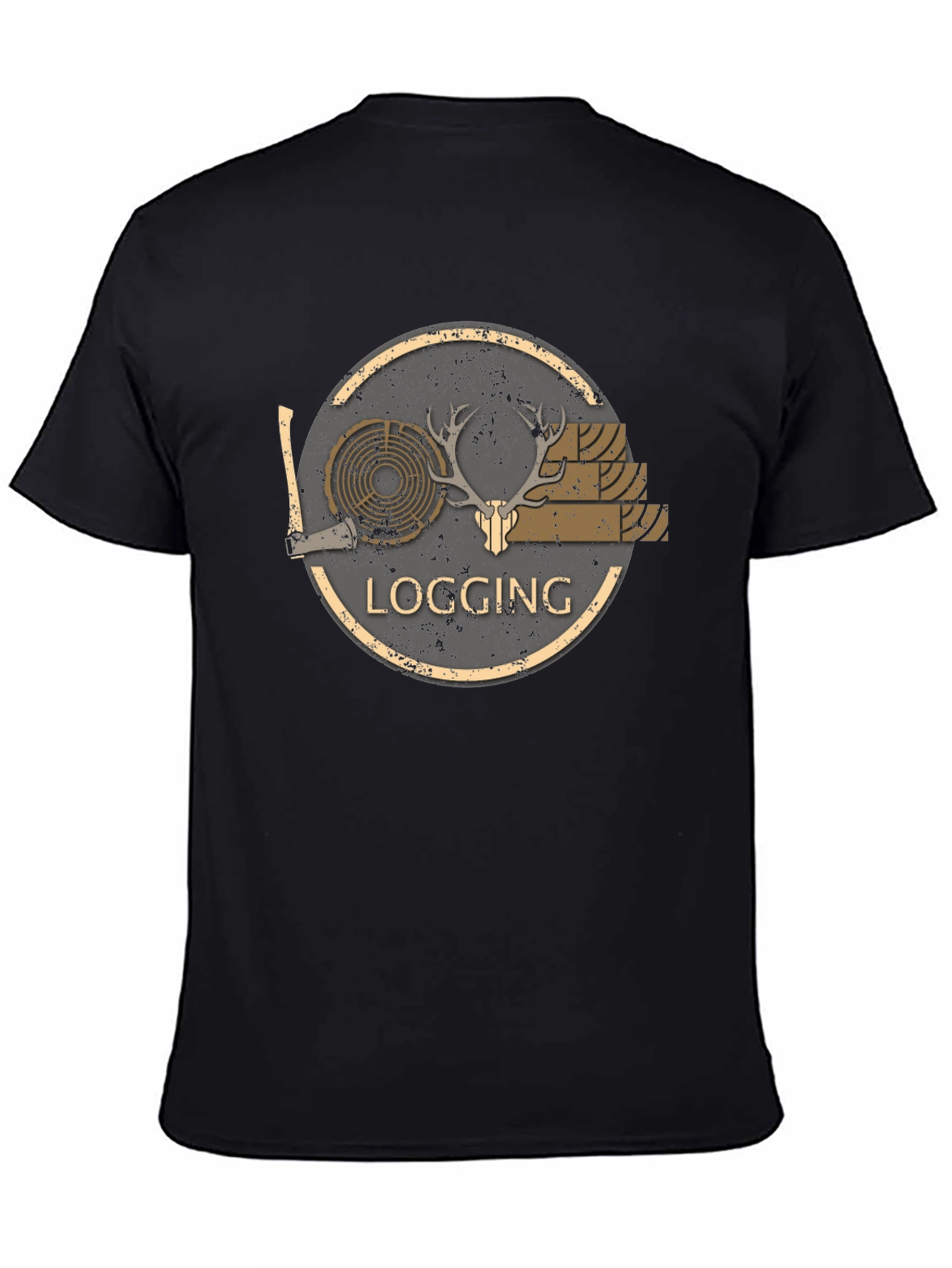 Black Logging Graphic Print Black T-Shirt view 4