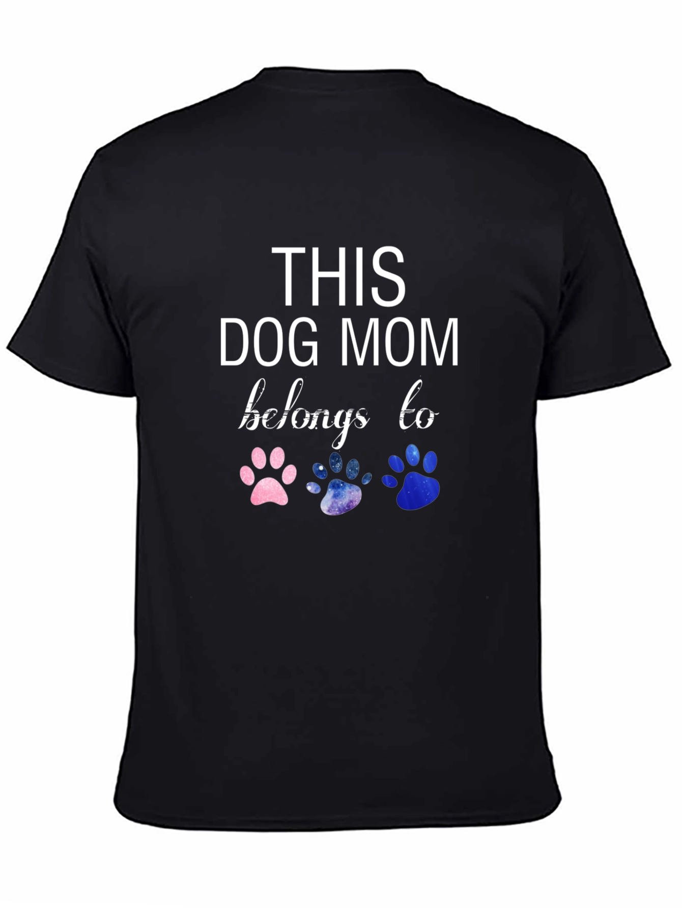 Black Dog Mom T-Shirt - Paw Print Design view 4