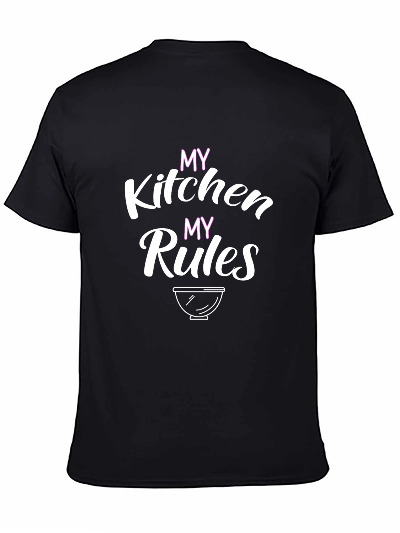 Black My Kitchen My Rules T-Shirt - Black Cotton Chef Tee view 4