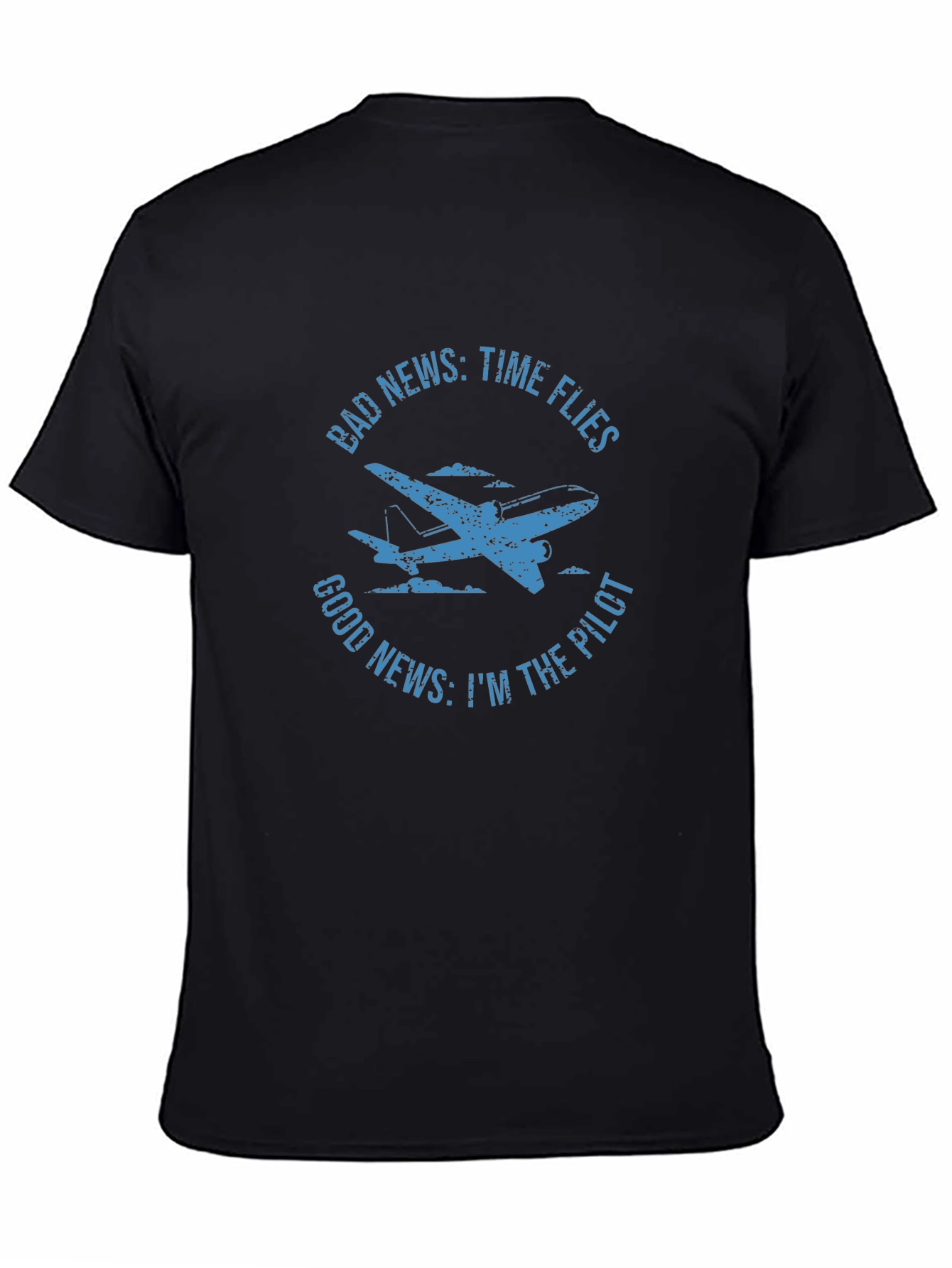 Black Funny Pilot T-Shirt - Time Flies Aviation Tee view 4