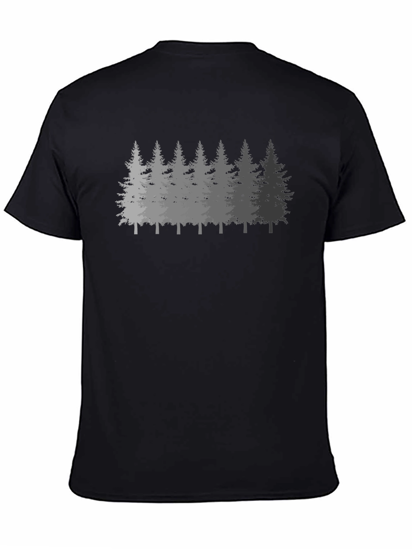 Black Men's Forest Print Black Crew Neck T-Shirt view 4