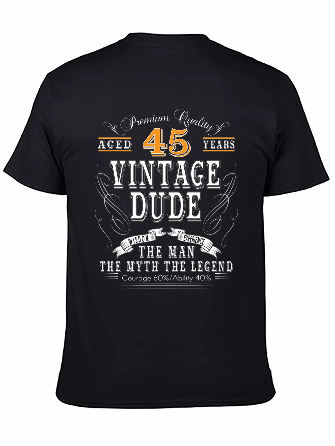 Black Vintage Dude 45th Birthday T-Shirt view 4