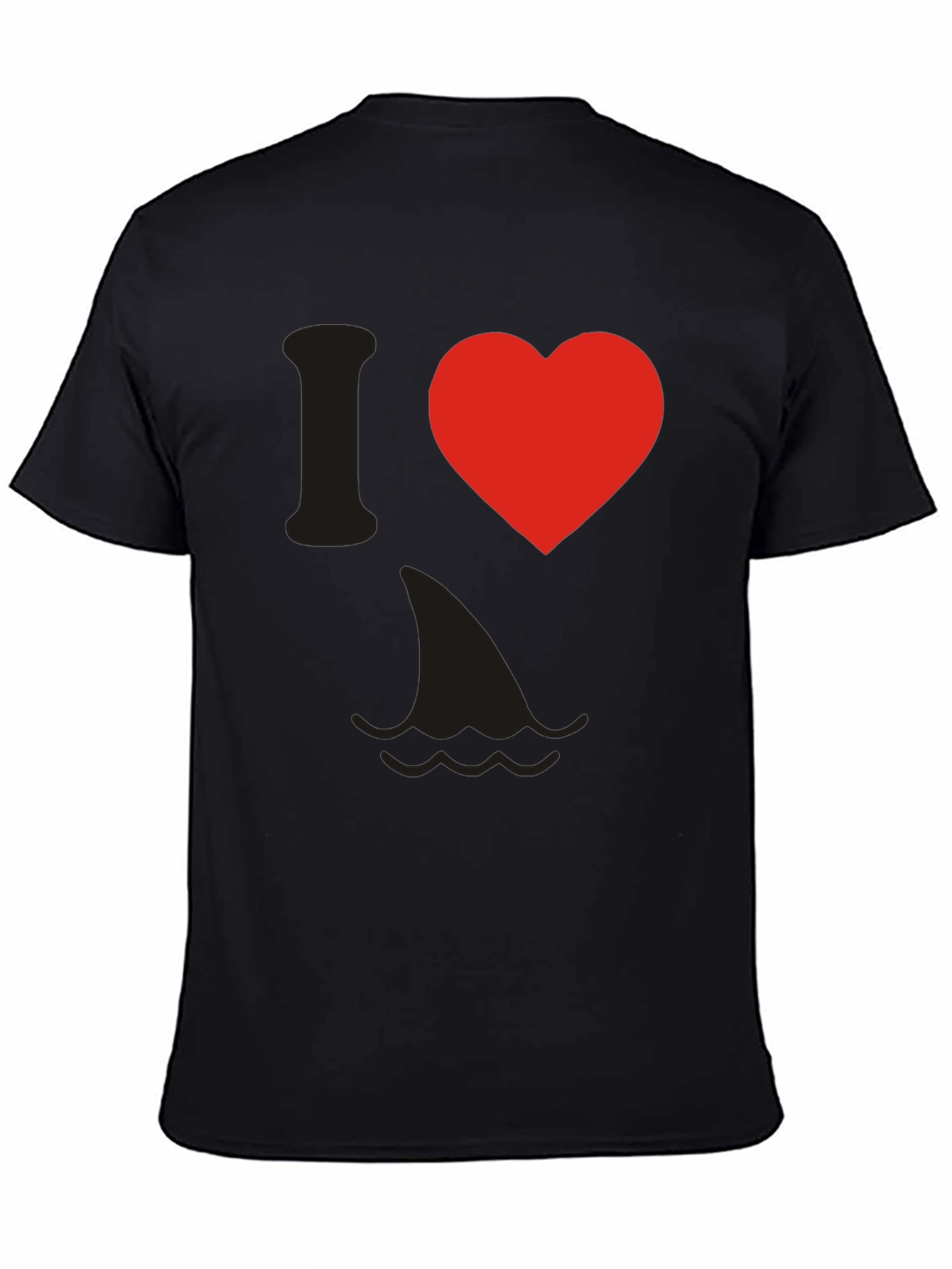 Black I Love Sharks T-Shirt - Novelty Graphic Tee view 4