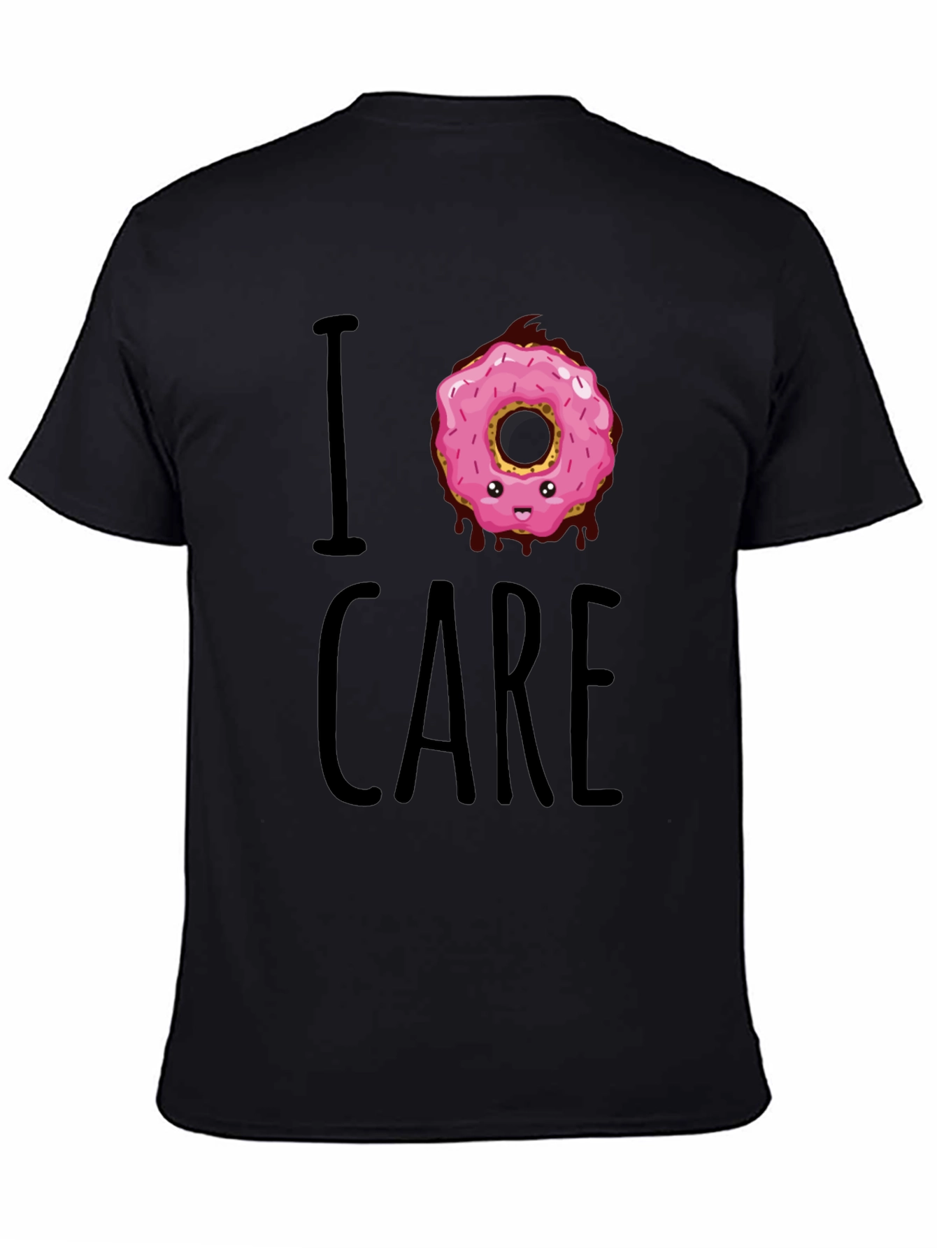 Black I Donut Care T-Shirt - Funny Graphic Tee view 4