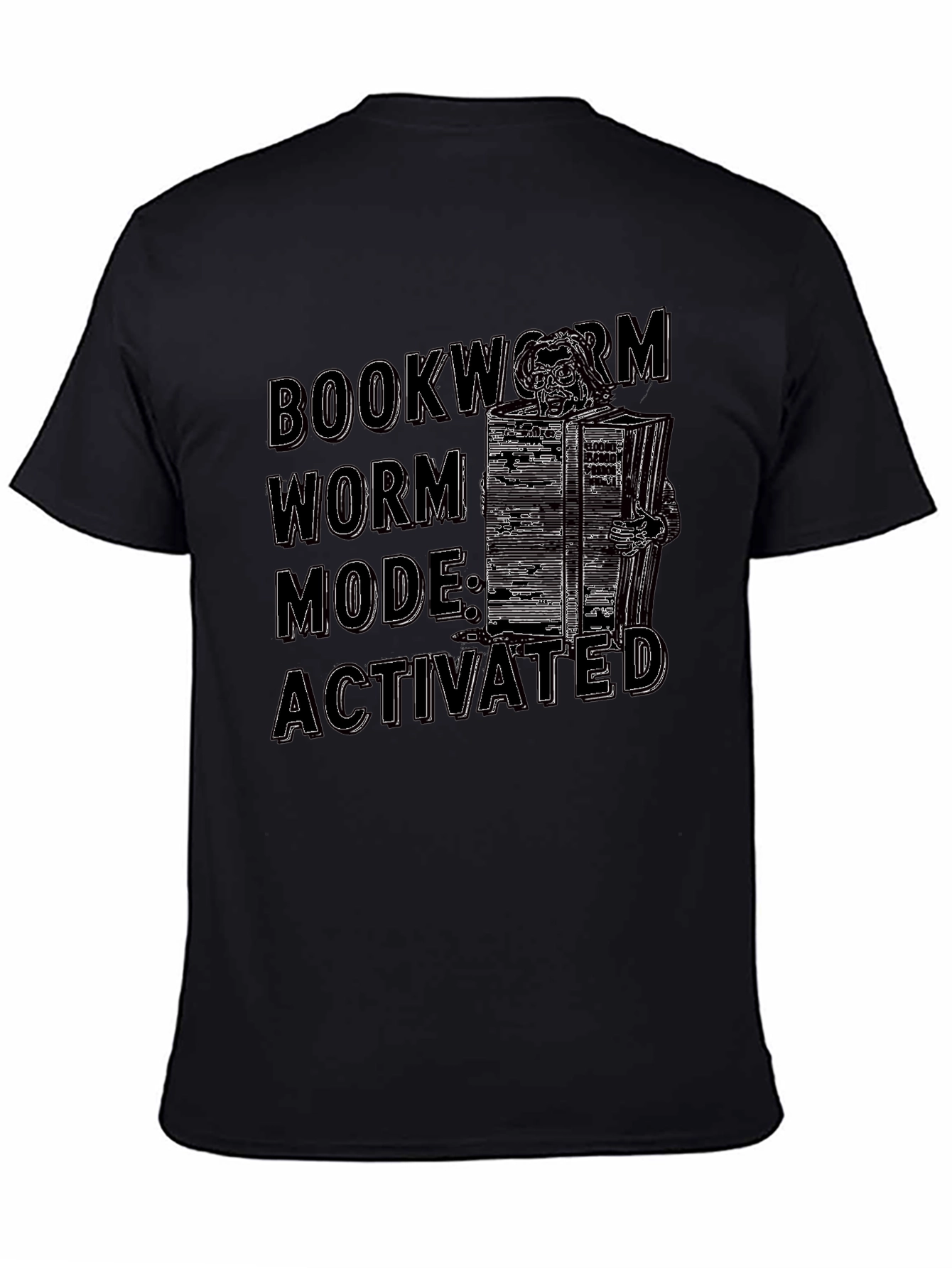Black Bookworm Mode Activated Graphic Tee view 4