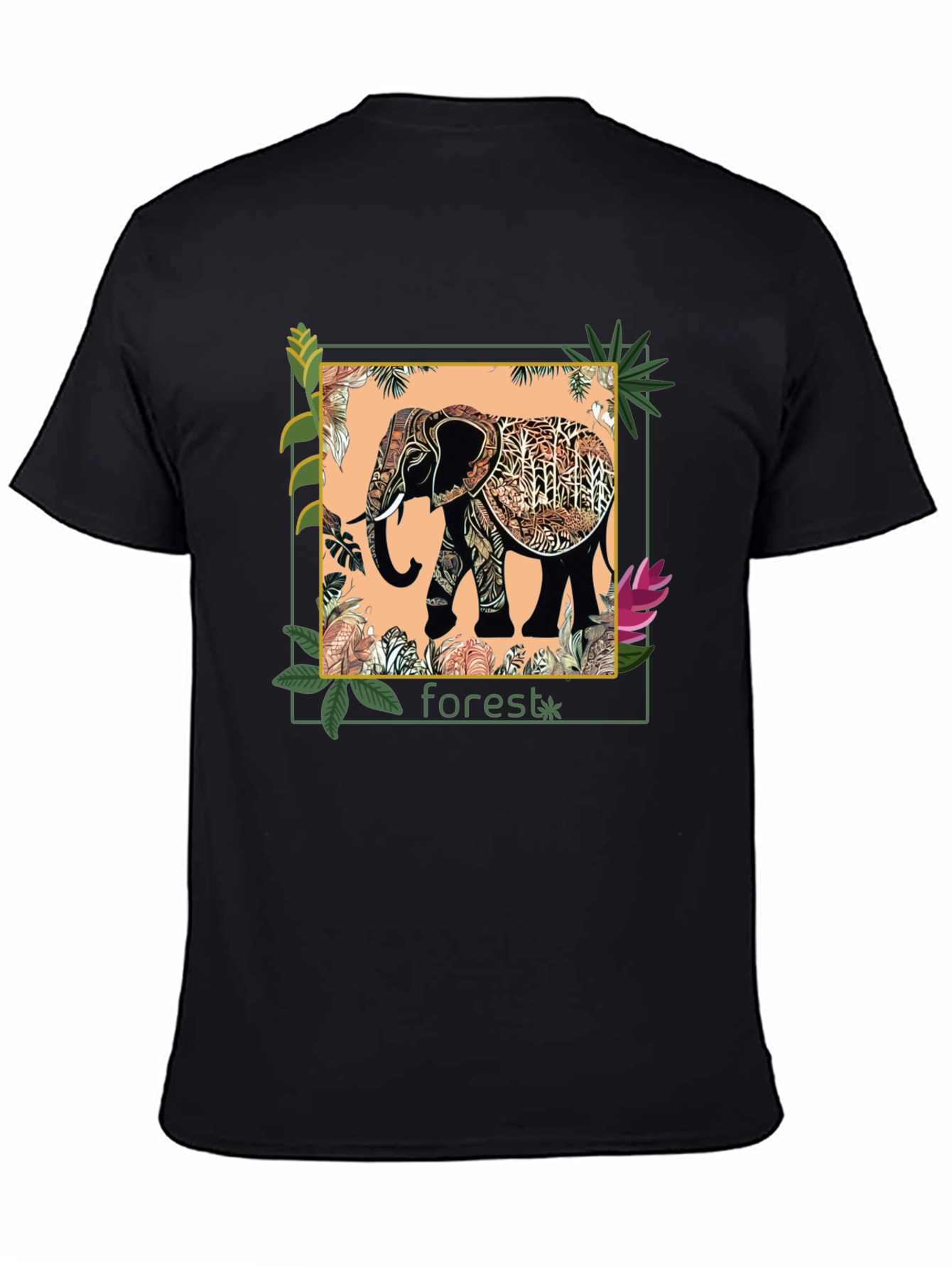 Black Elephant Forest Graphic Tee - Black view 4