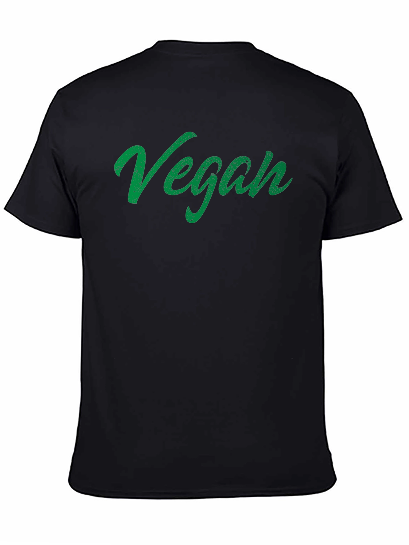 Black Vegan T-Shirt -  Green Lettering Black Tee view 4