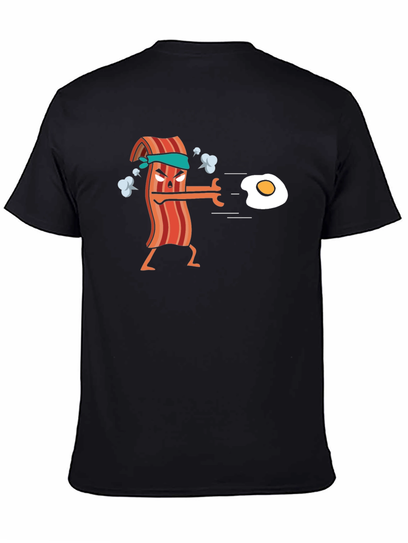 Black Bacon vs Egg Funny T-Shirt view 4