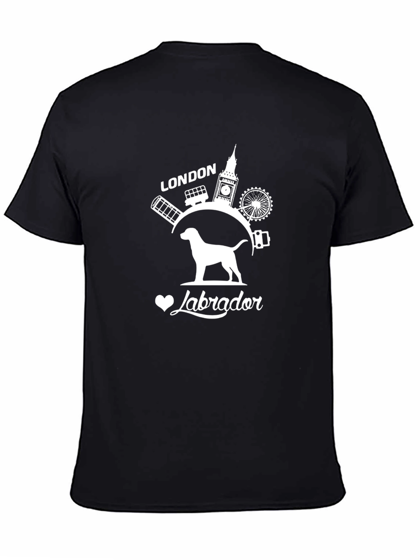 Black London Labrador Graphic Tee - Black Cotton T-Shirt view 4