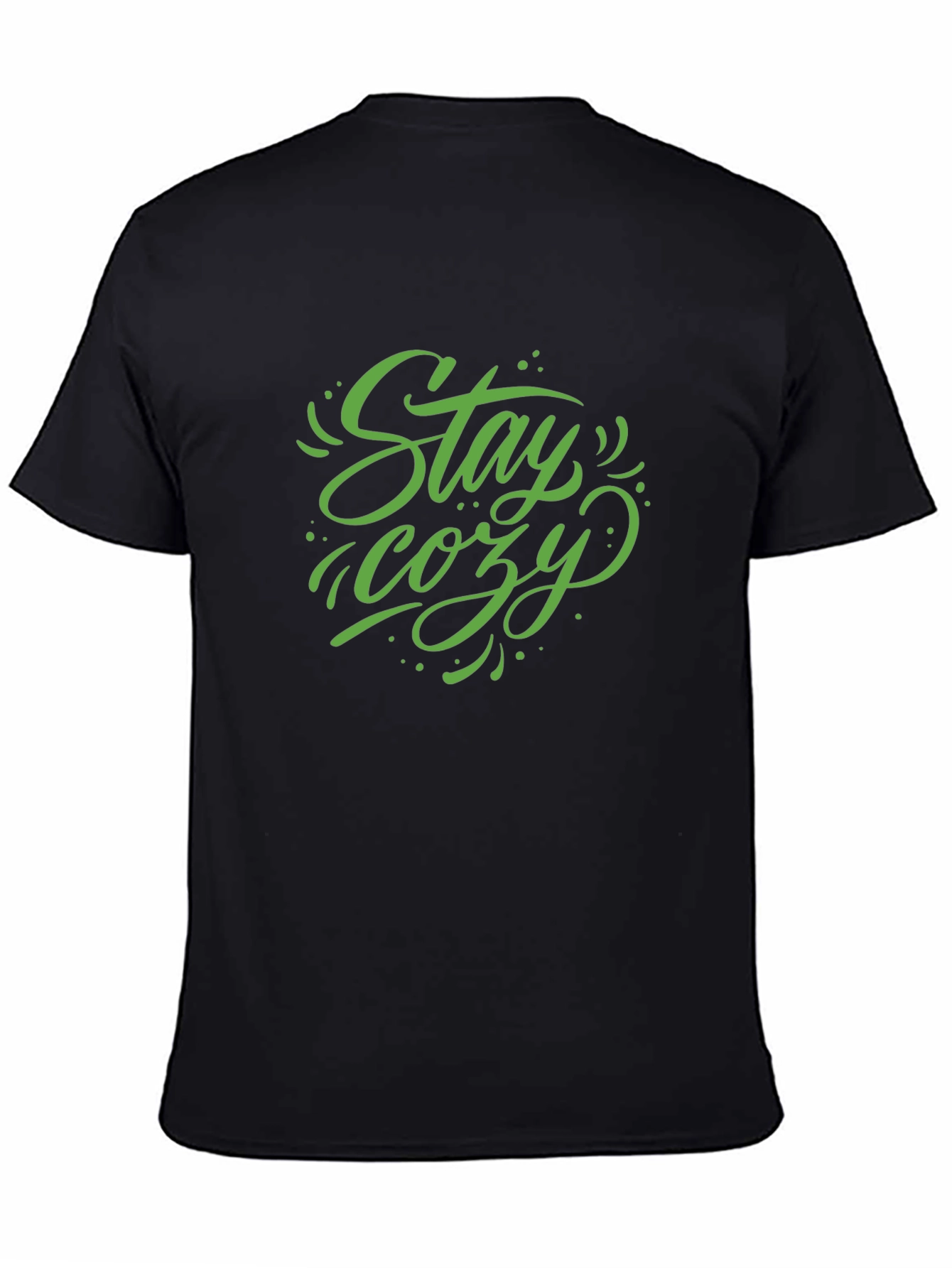 Black Stay Cozy Black Cotton T-Shirt view 4