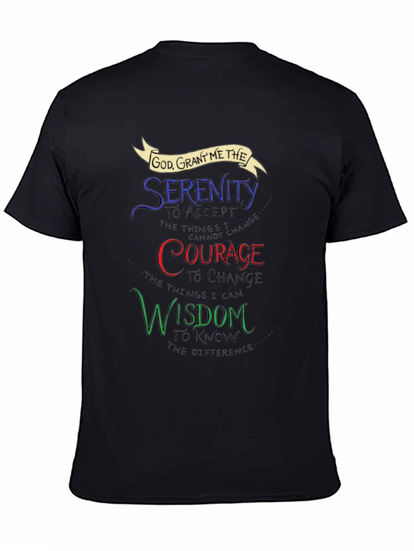 Black Serenity Prayer Graphic T-Shirt - Inspirational Design view 4