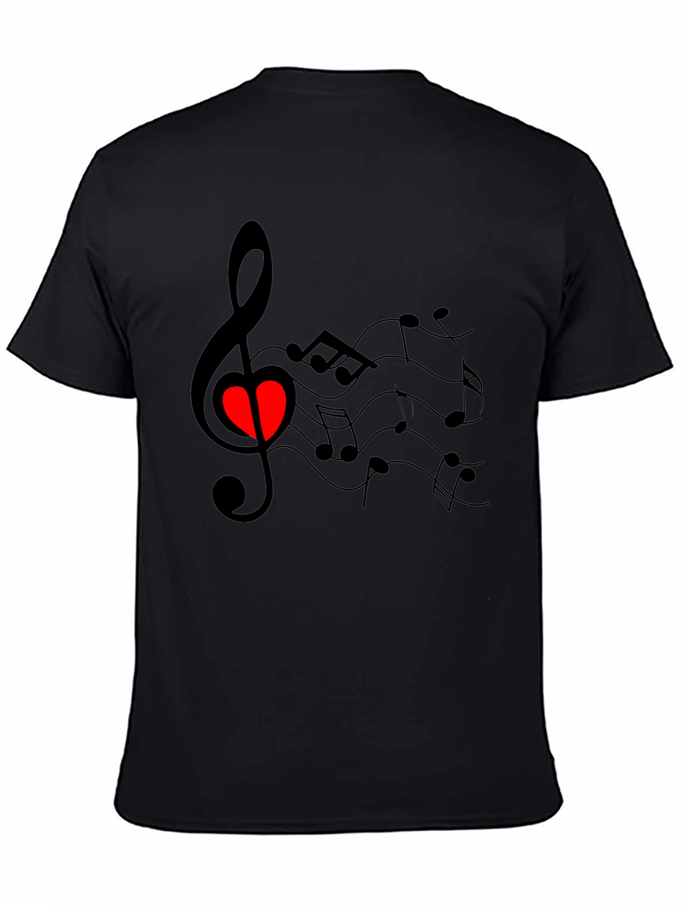 Black Musical Heart T-Shirt - Black Cotton Blend view 4