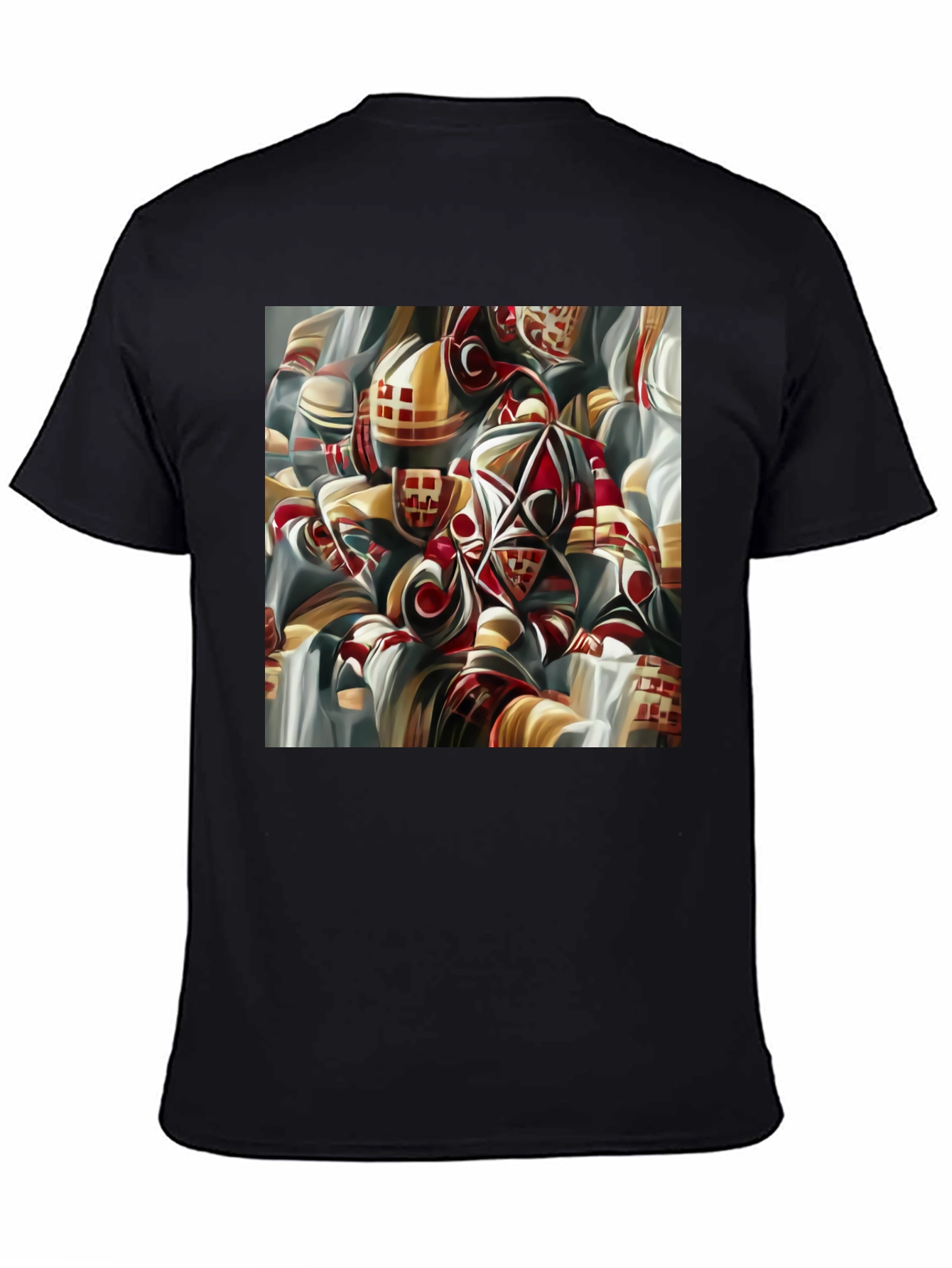 Black Abstract Geometric Print Black T-Shirt view 4