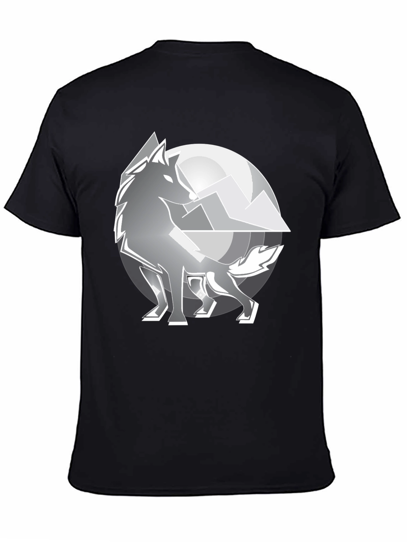 Black Wolf Moon Graphic T-Shirt - Cool Men's Black Tee view 4